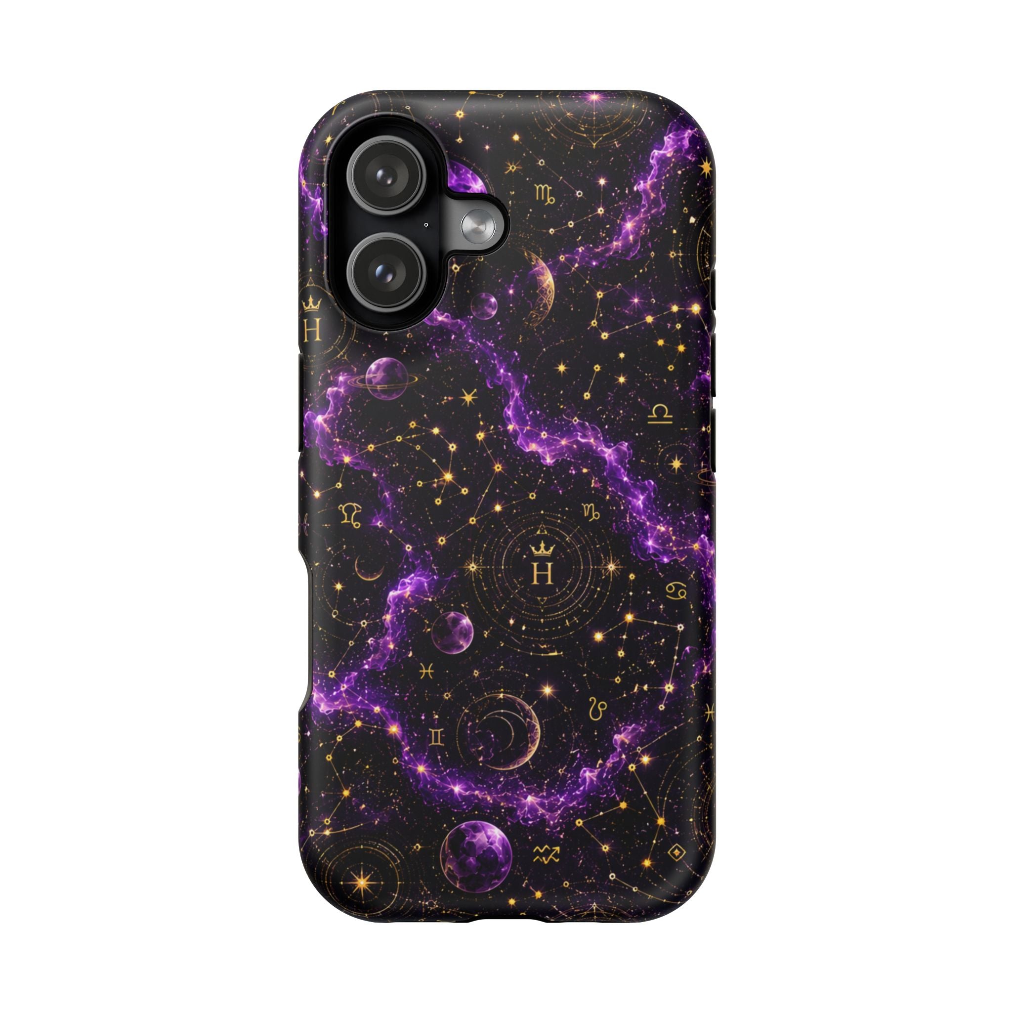 Aquarius Amethyst Birthstone Phone Case — Black Magnetic Impact-Resistant