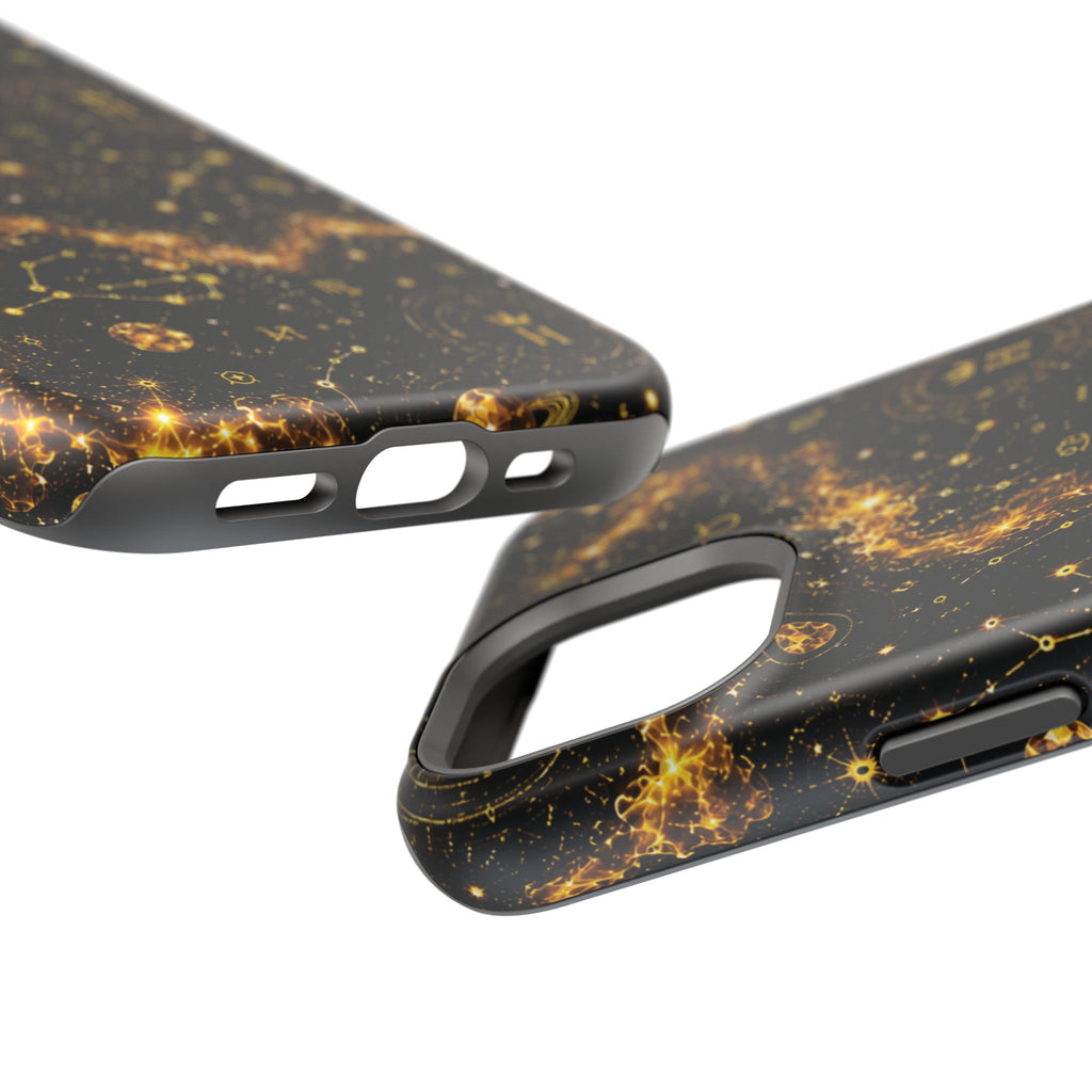 Galaxy Constellation Magnetic Phone Case — Gold Starfield Impact-Resistant