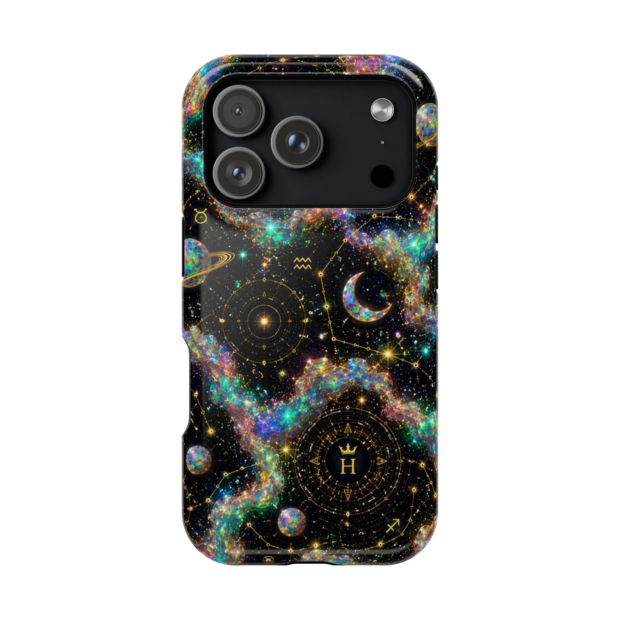 Libra Opal Birthstone Phone Case — Black Magnetic Impact-Resistant