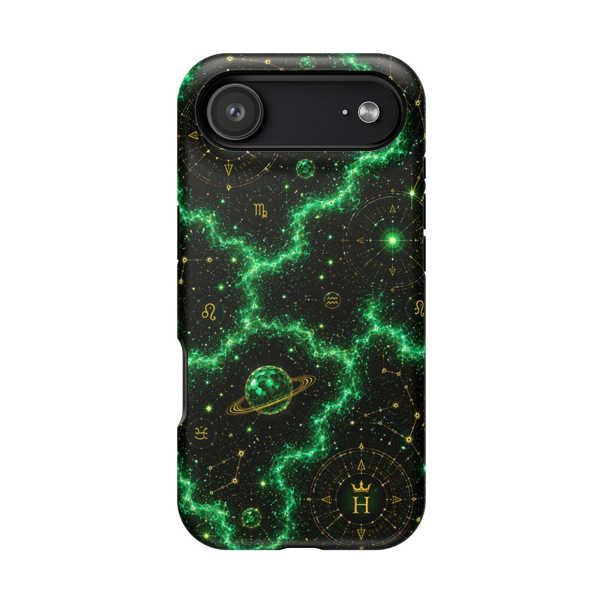 Taurus Emerald Birthstone Phone Case — Black Magnetic Impact-Resistant