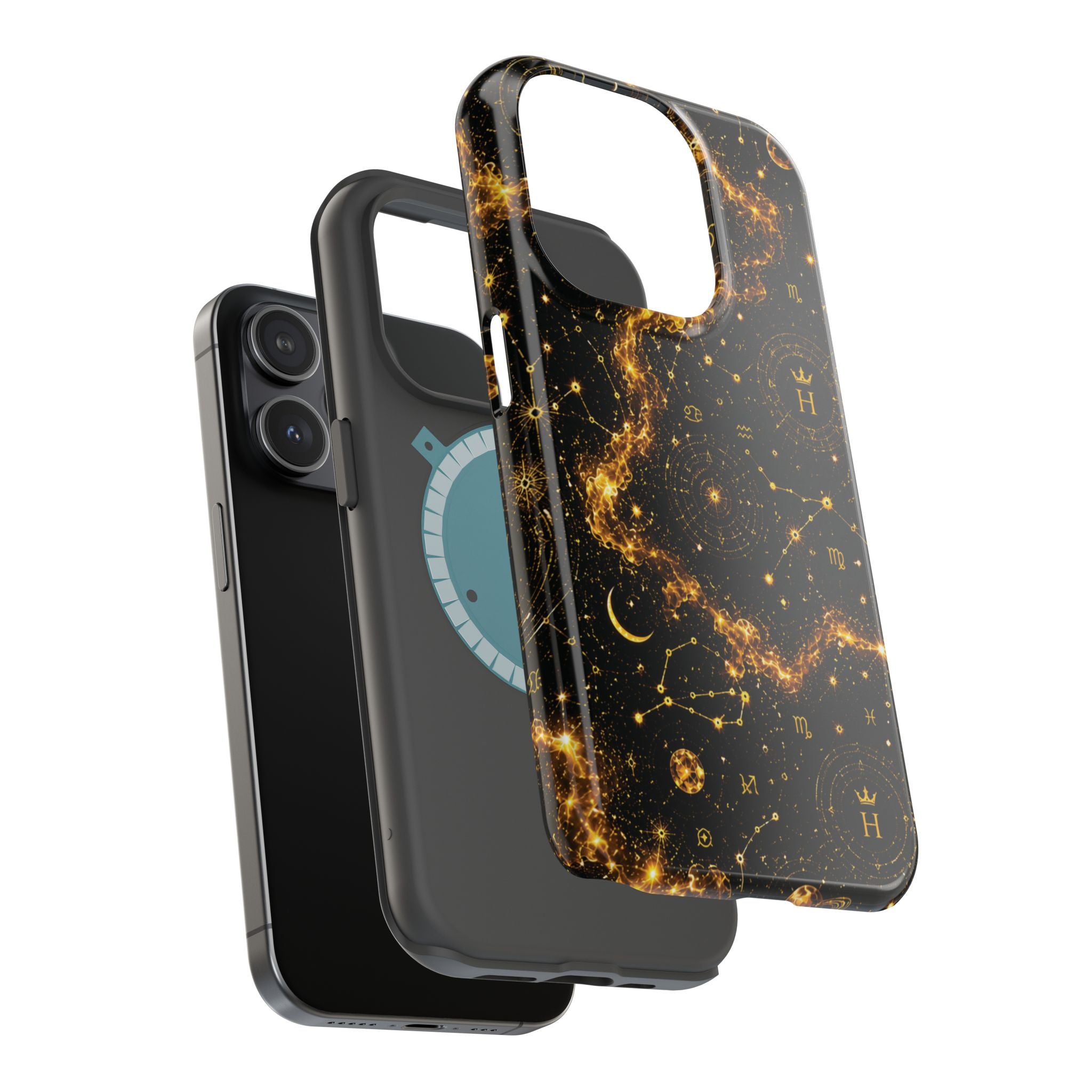 Galaxy Constellation Magnetic Phone Case — Gold Starfield Impact-Resistant