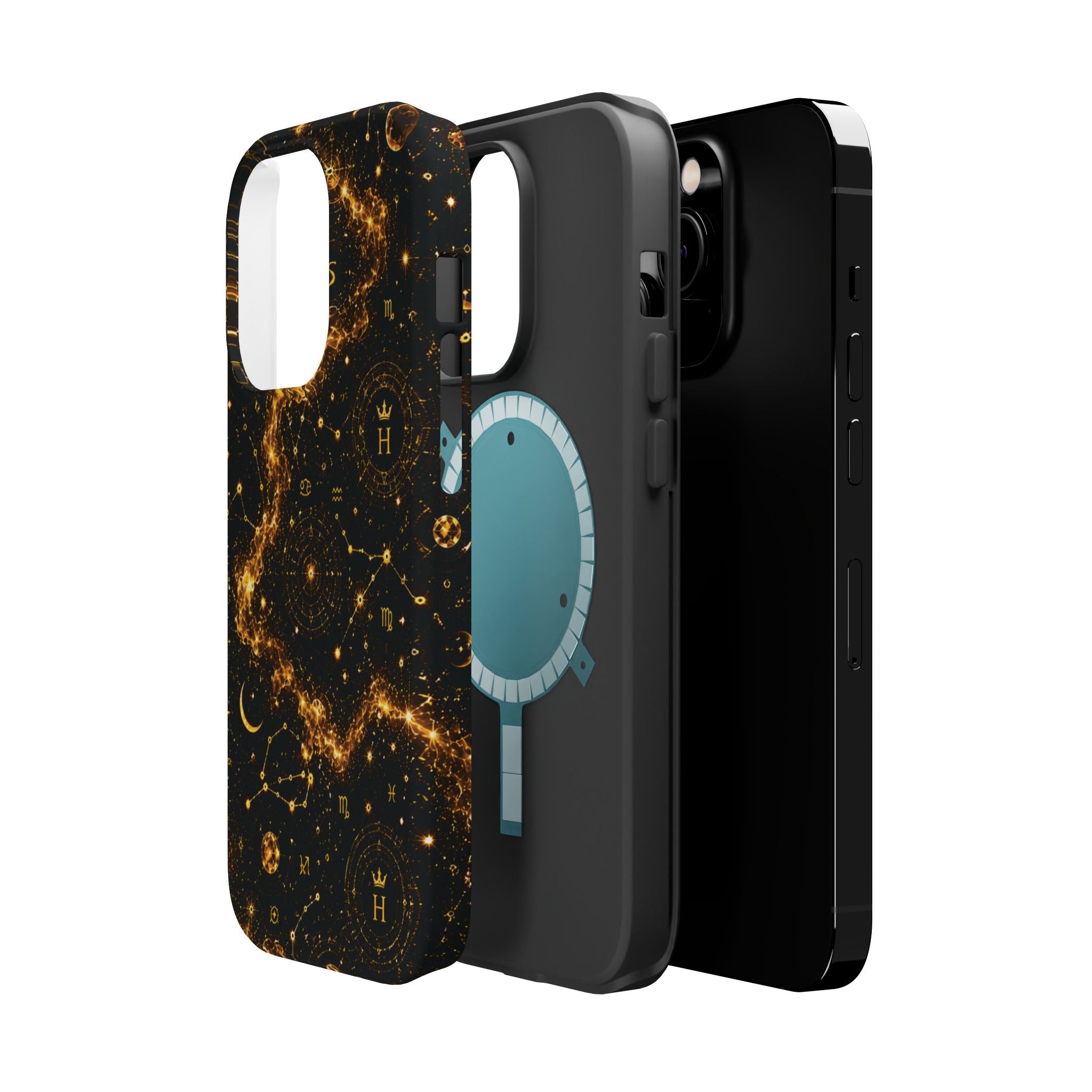 Galaxy Constellation Magnetic Phone Case — Gold Starfield Impact-Resistant