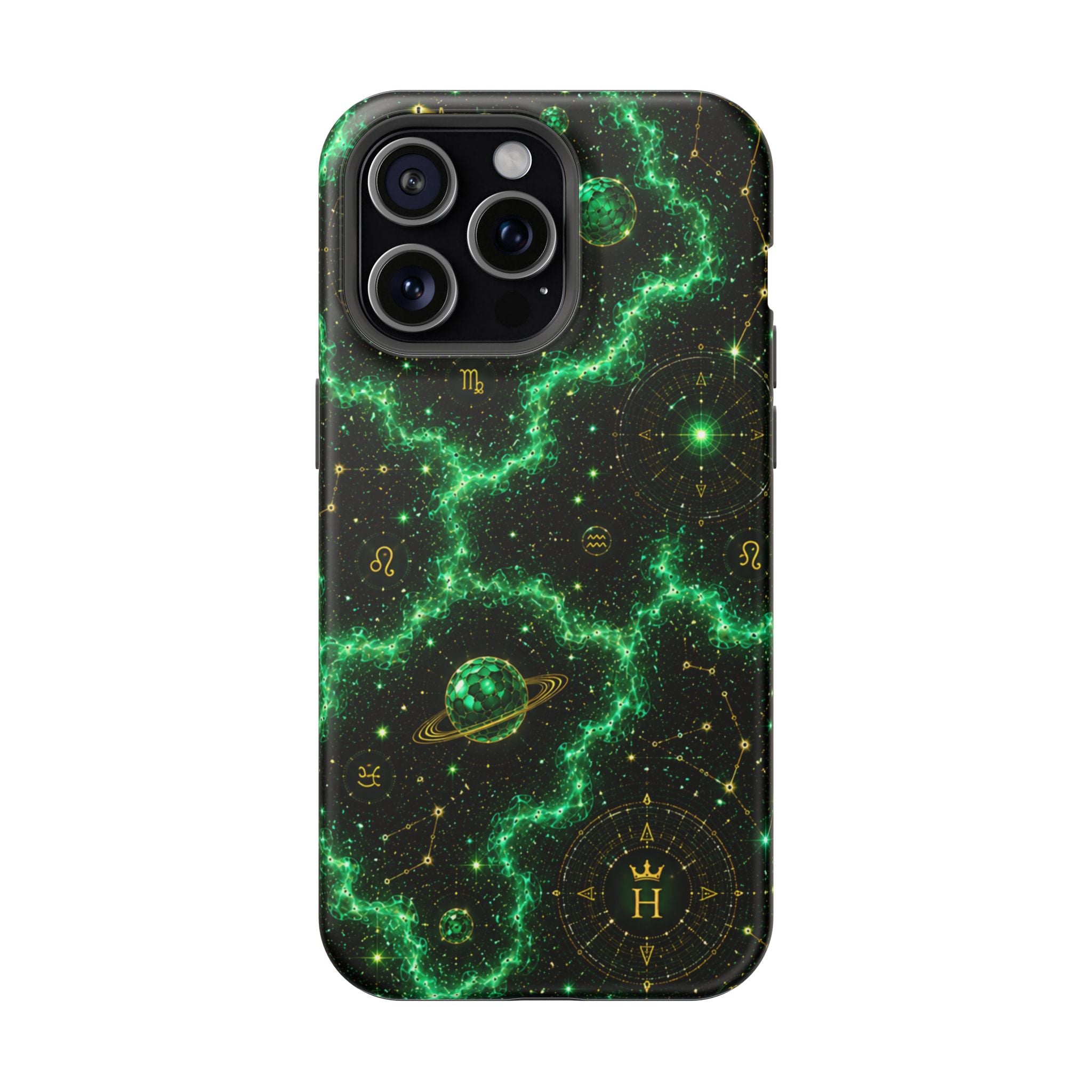 Taurus Emerald Birthstone Phone Case — Black Magnetic Impact-Resistant