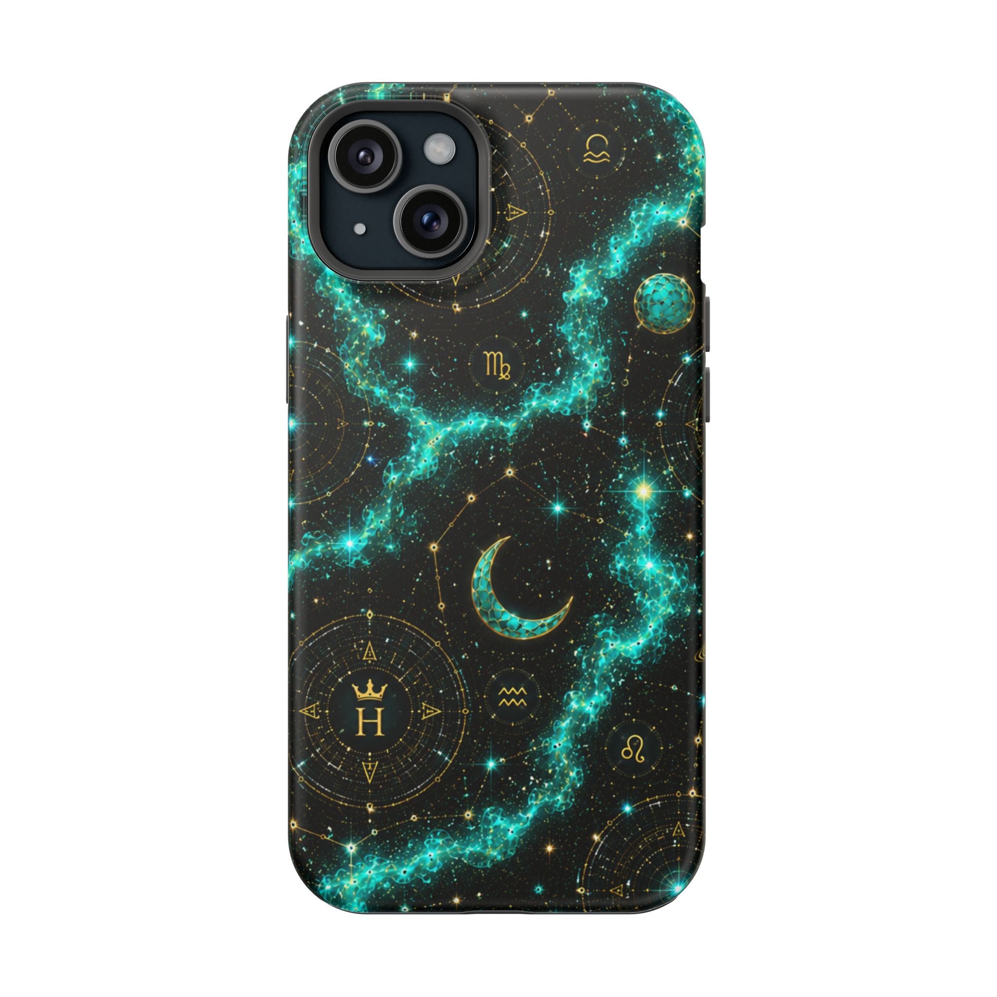 Pisces Aquamarine Birthstone Phone Case — Black Magnetic Impact-Resistant