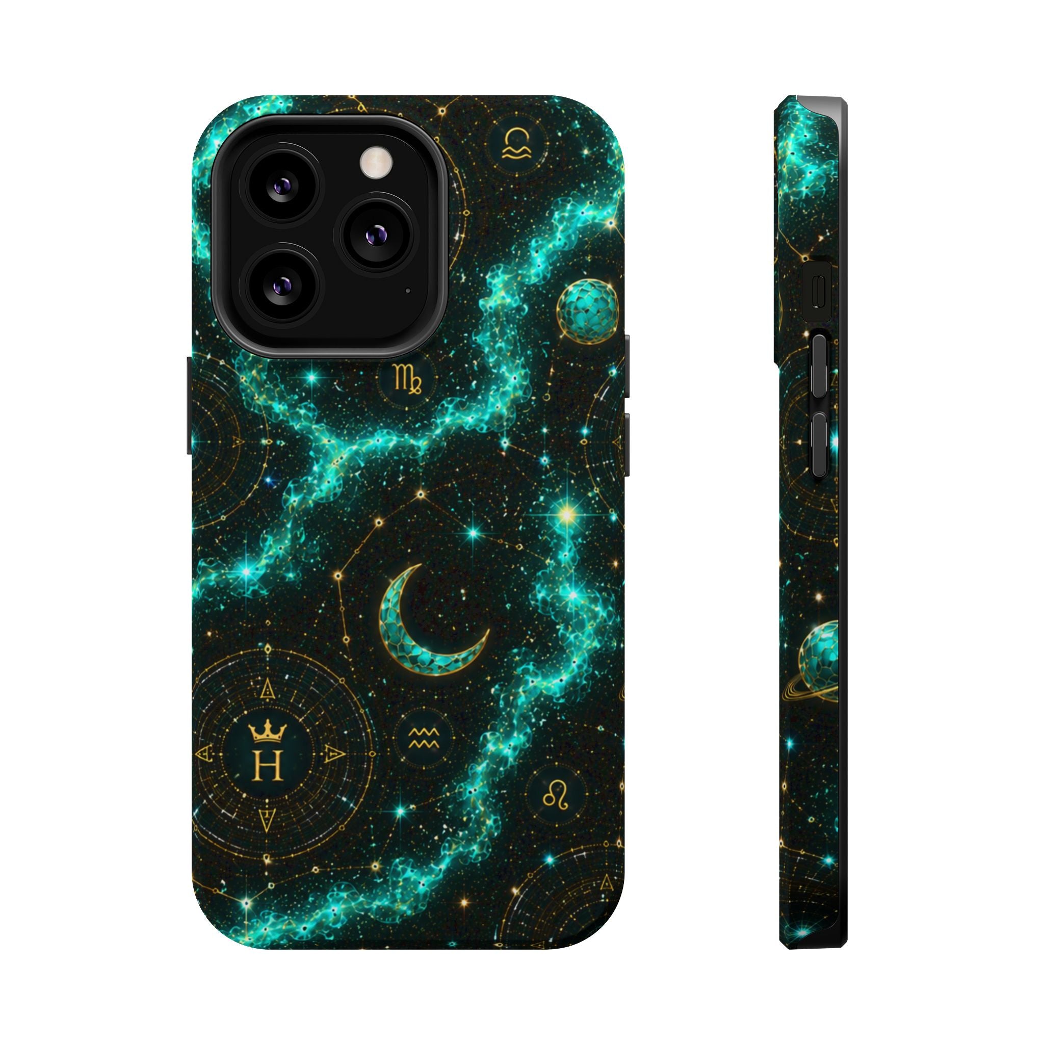Pisces Aquamarine Birthstone Phone Case — Black Magnetic Impact-Resistant