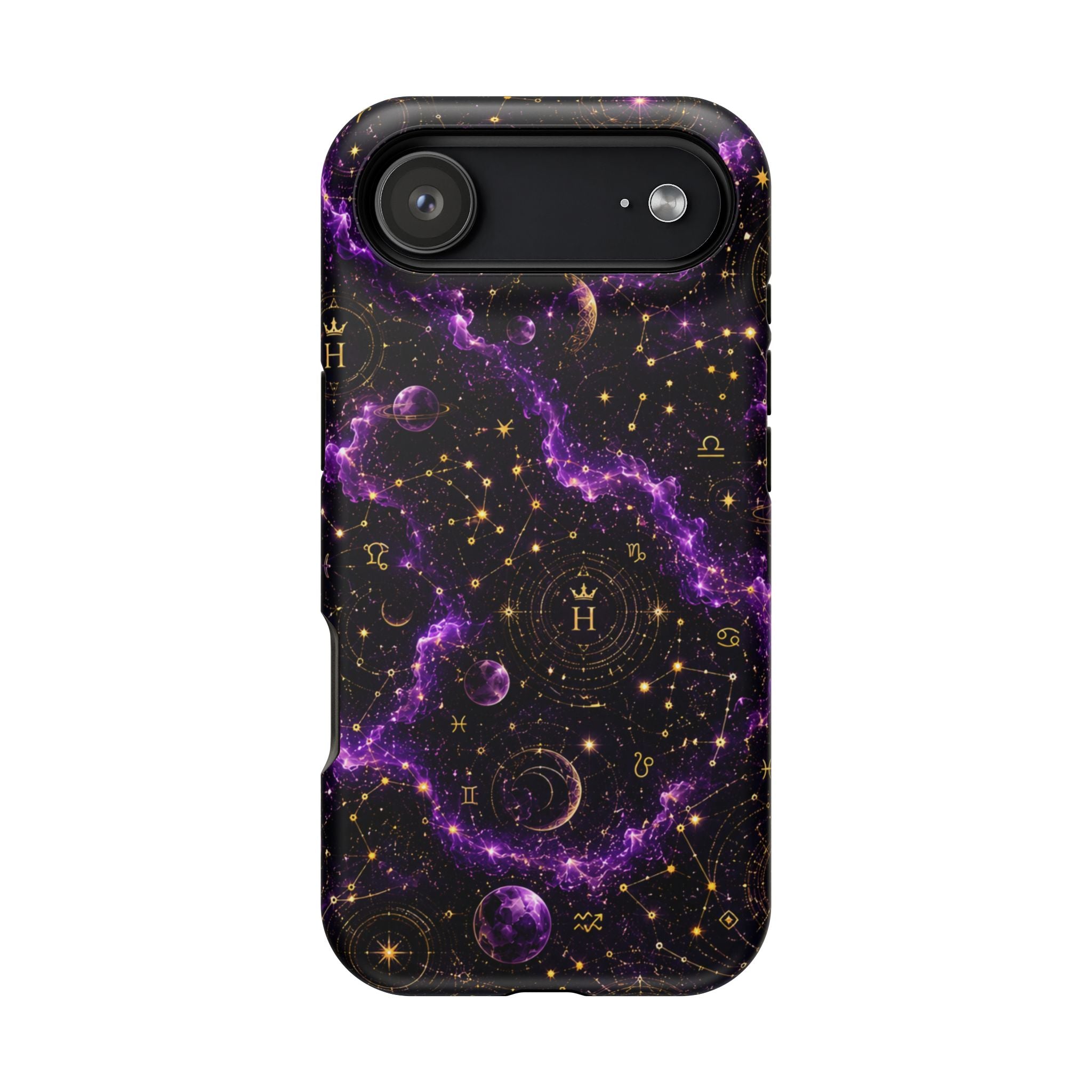 Aquarius Amethyst Birthstone Phone Case — Black Magnetic Impact-Resistant