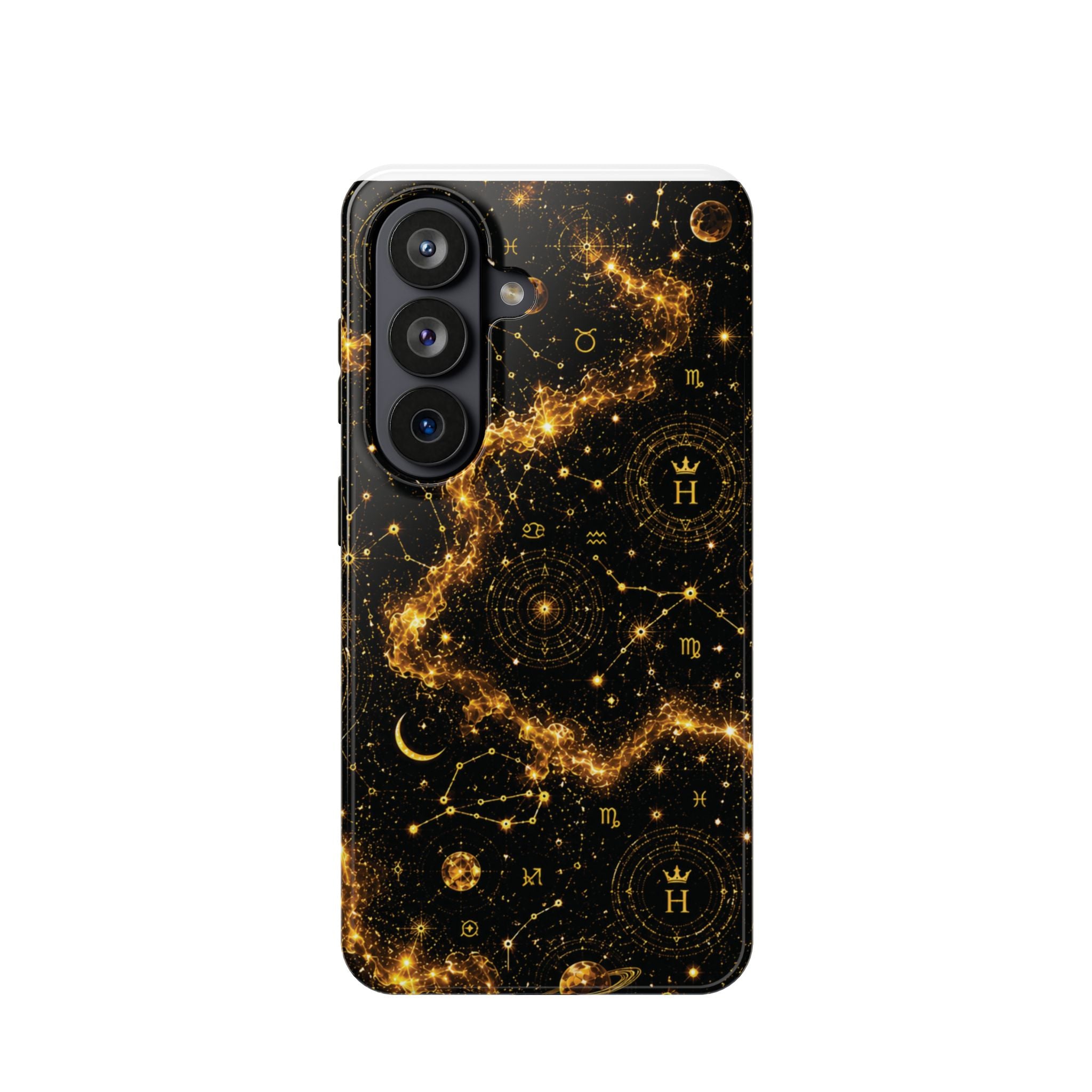 Galaxy Constellation Magnetic Phone Case — Gold Starfield Impact-Resistant