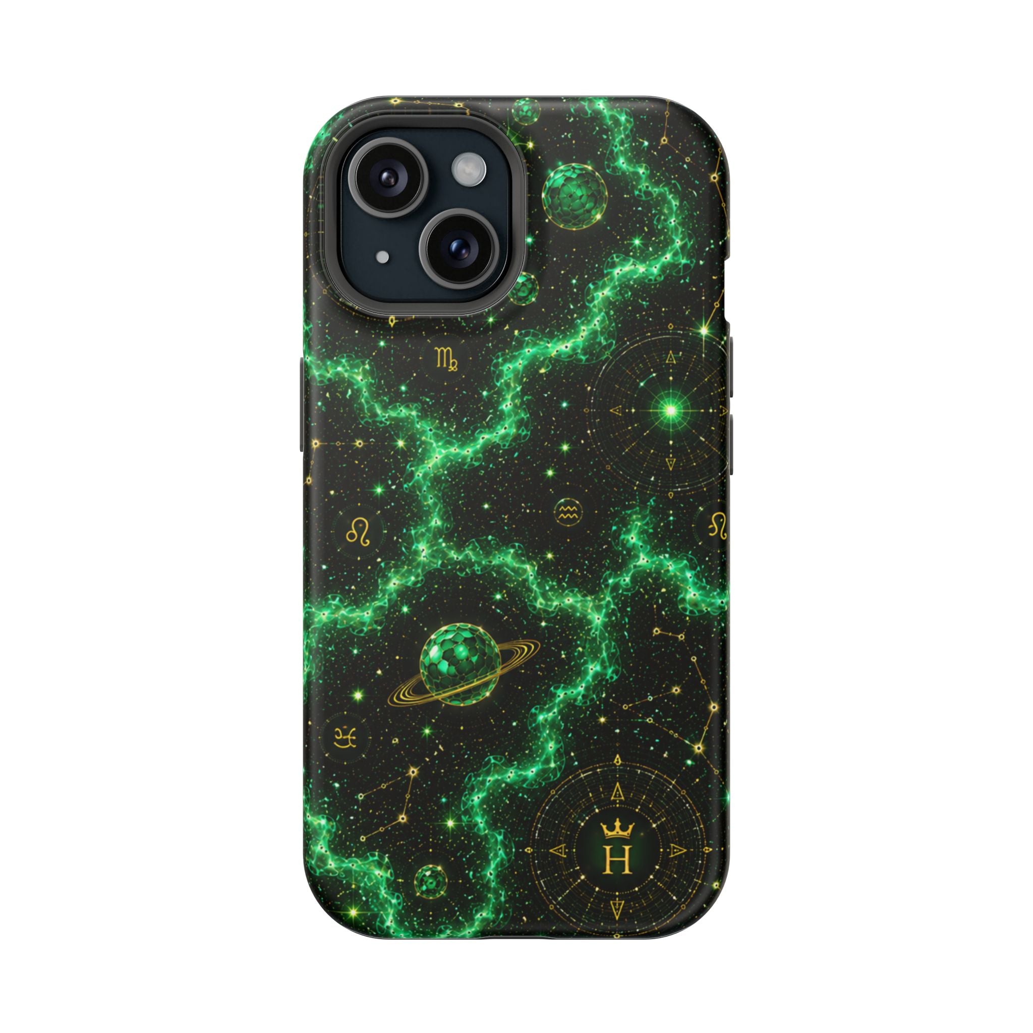 Taurus Emerald Birthstone Phone Case — Black Magnetic Impact-Resistant