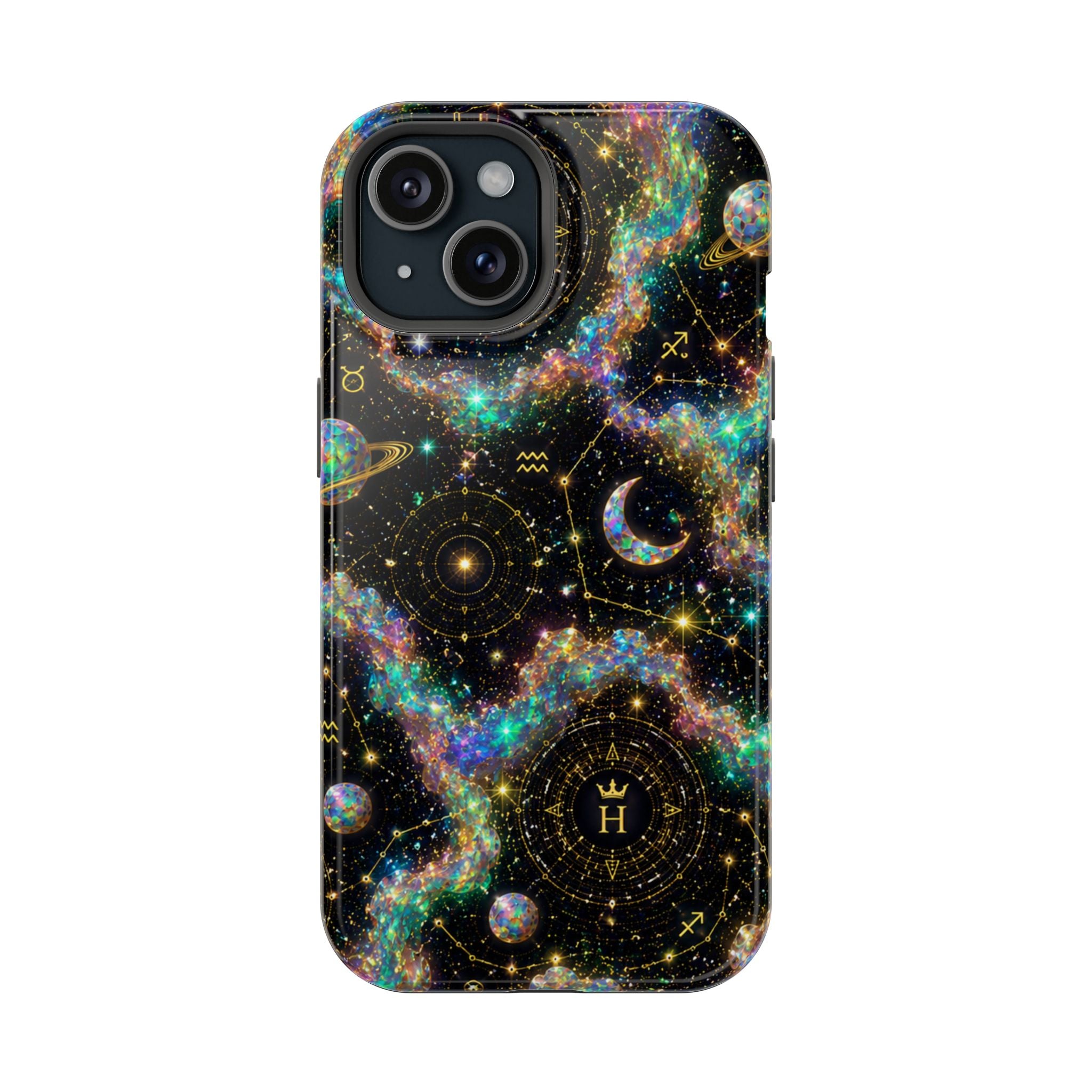 Libra Opal Birthstone Phone Case — Black Magnetic Impact-Resistant