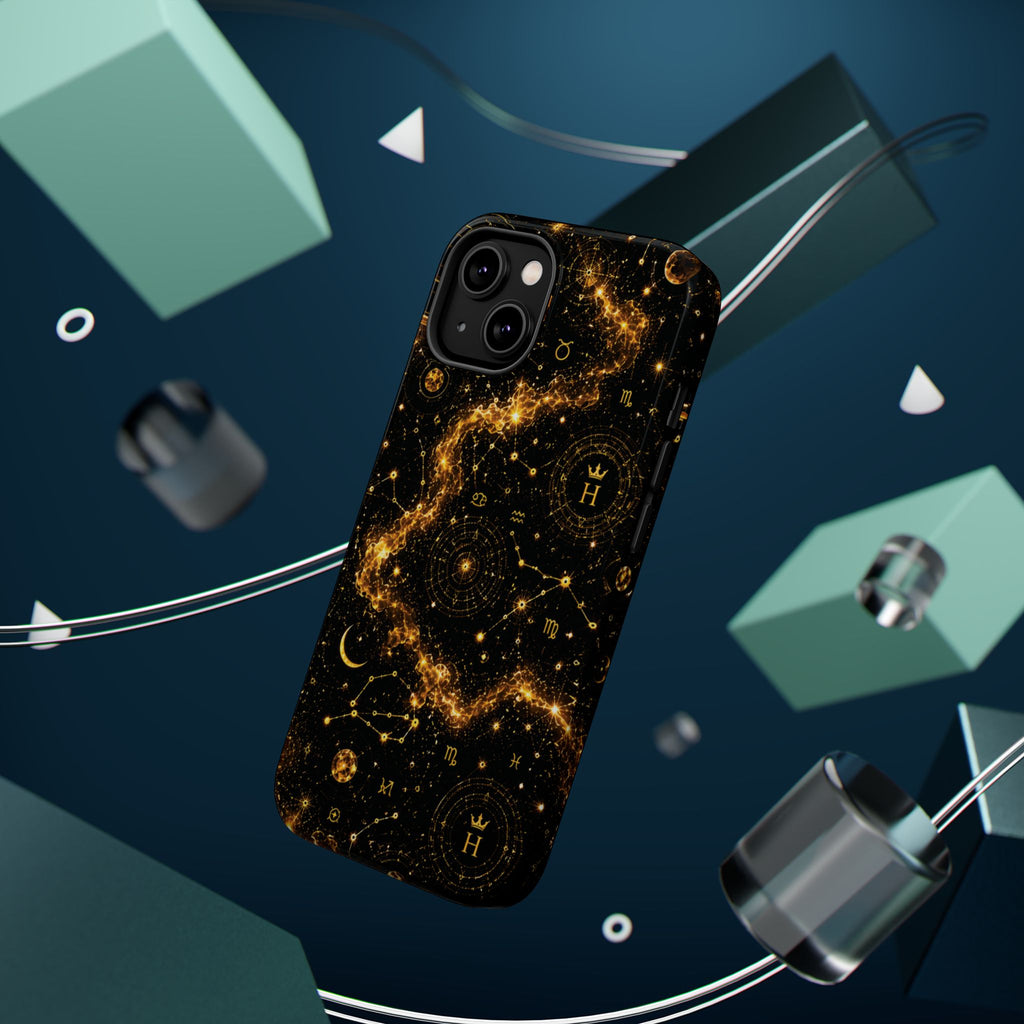 Galaxy Constellation Magnetic Phone Case — Gold Starfield Impact-Resistant