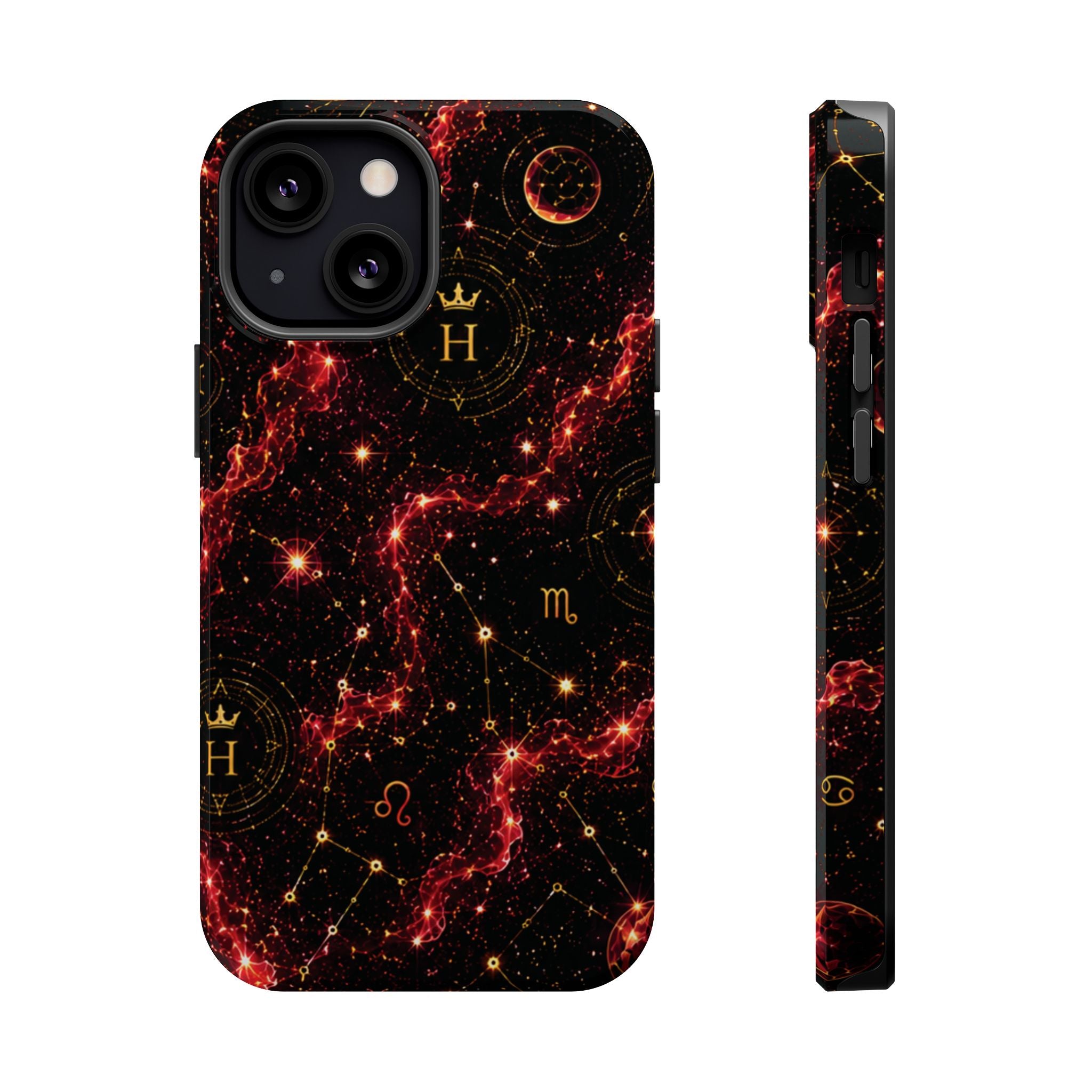 Capricorn Garnet Birthstone Phone Case — Black Magnetic Impact-Resistant