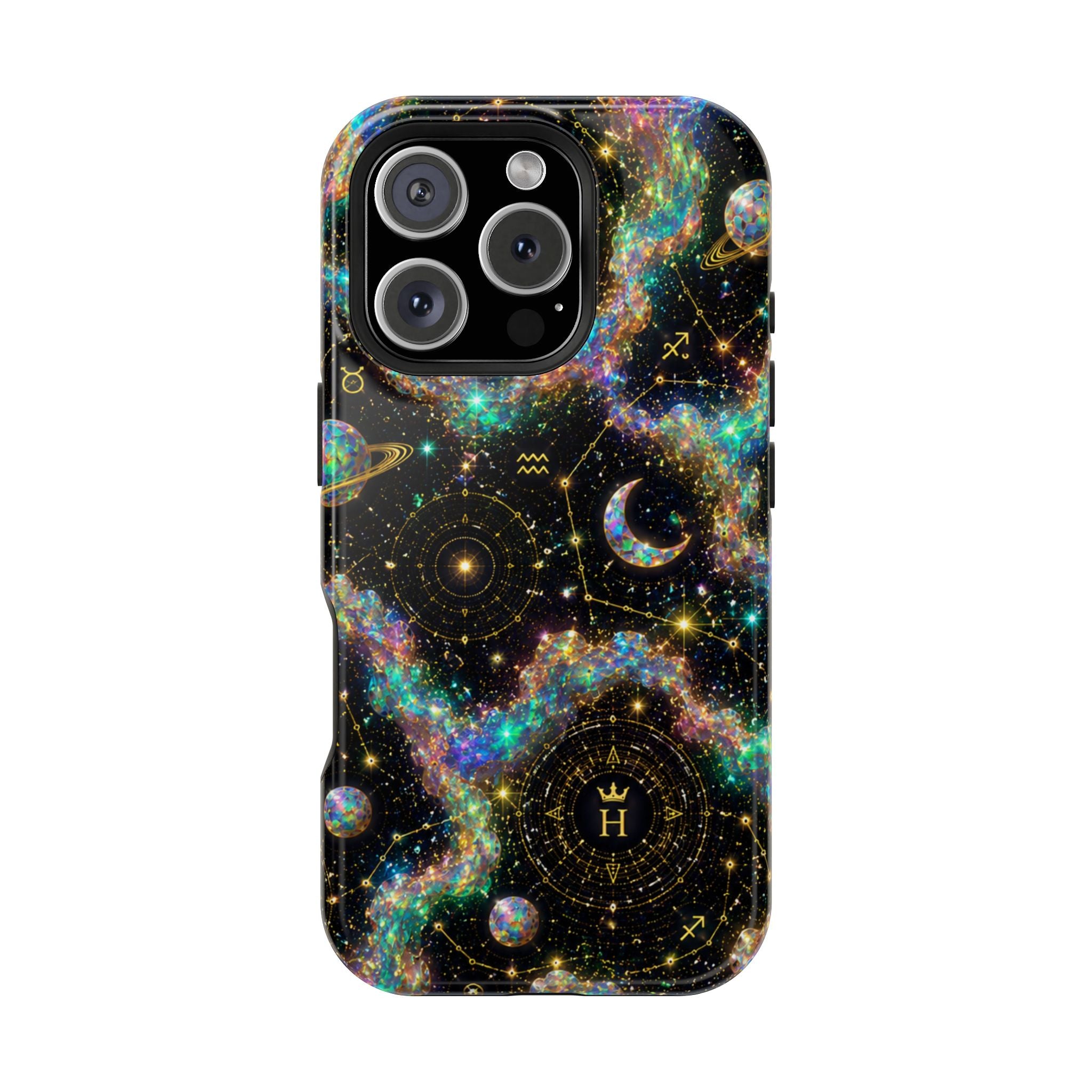 Libra Opal Birthstone Phone Case — Black Magnetic Impact-Resistant