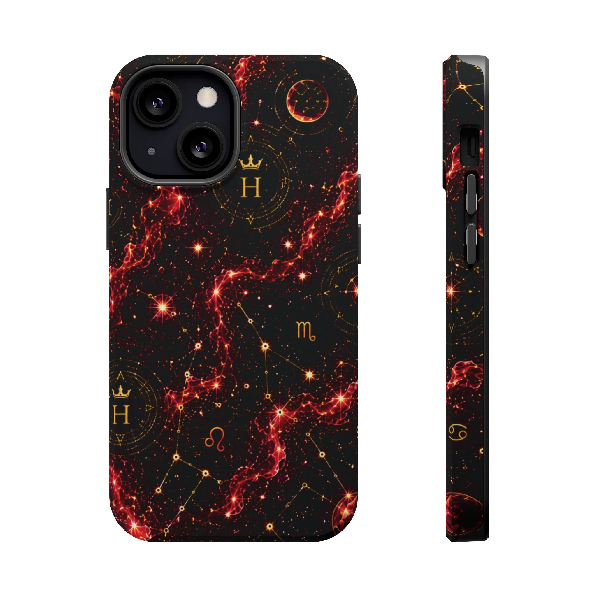 Capricorn Garnet Birthstone Phone Case — Black Magnetic Impact-Resistant