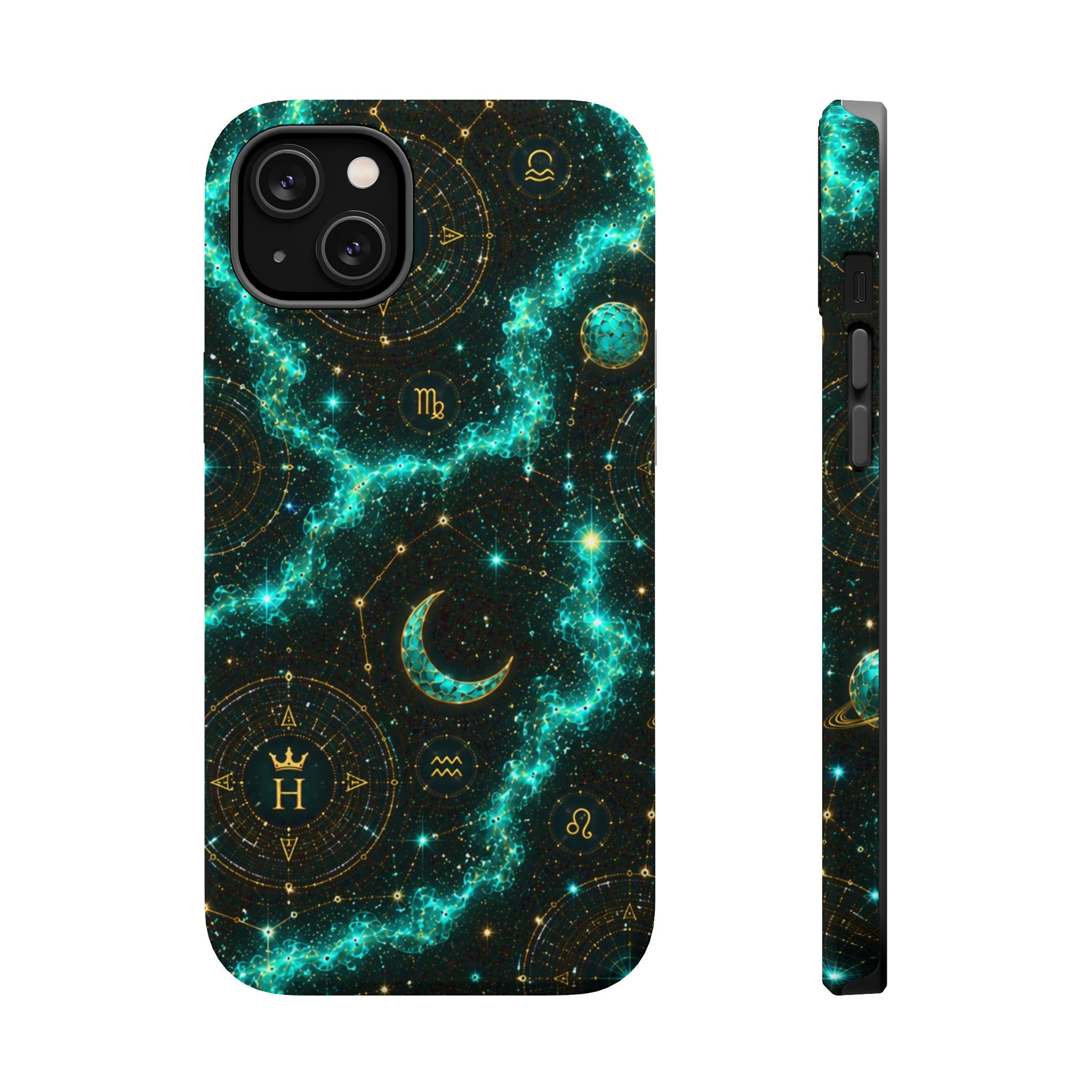 Pisces Aquamarine Birthstone Phone Case — Black Magnetic Impact-Resistant