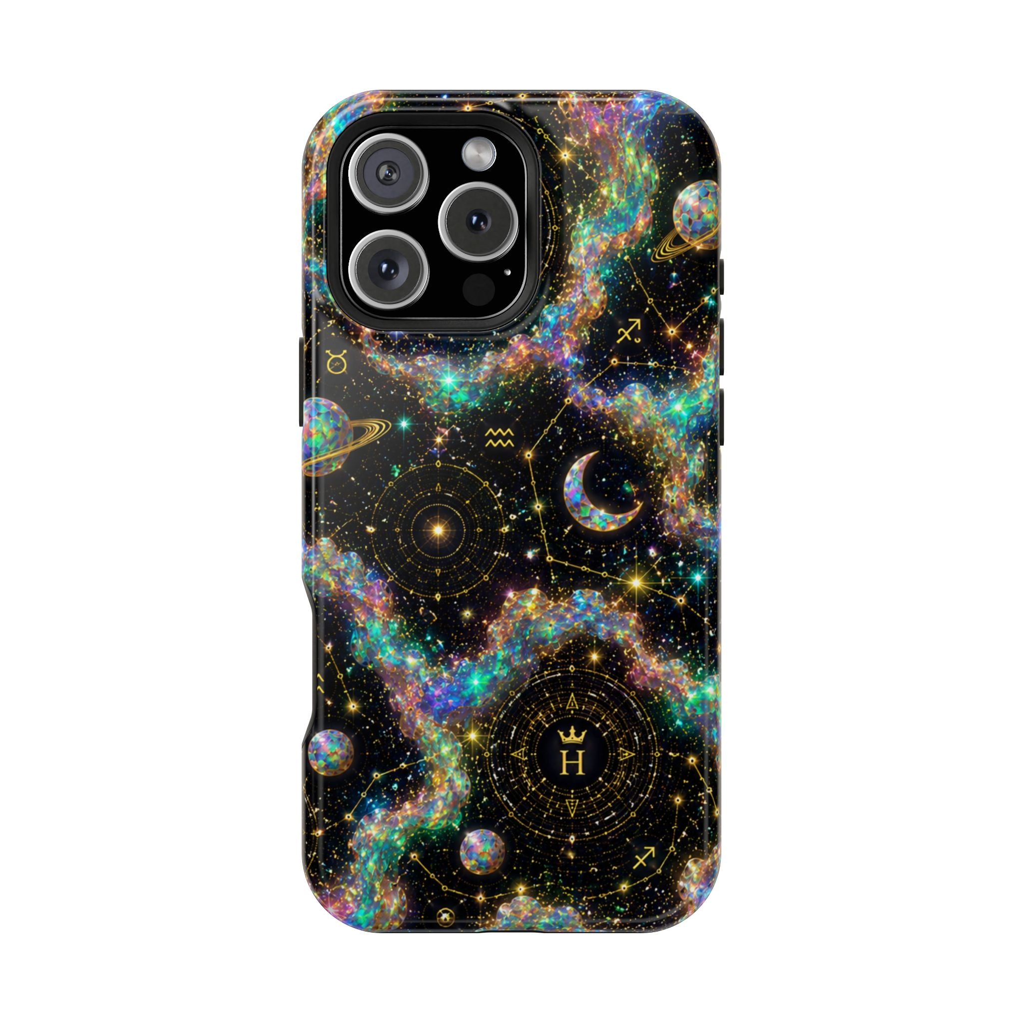 Libra Opal Birthstone Phone Case — Black Magnetic Impact-Resistant