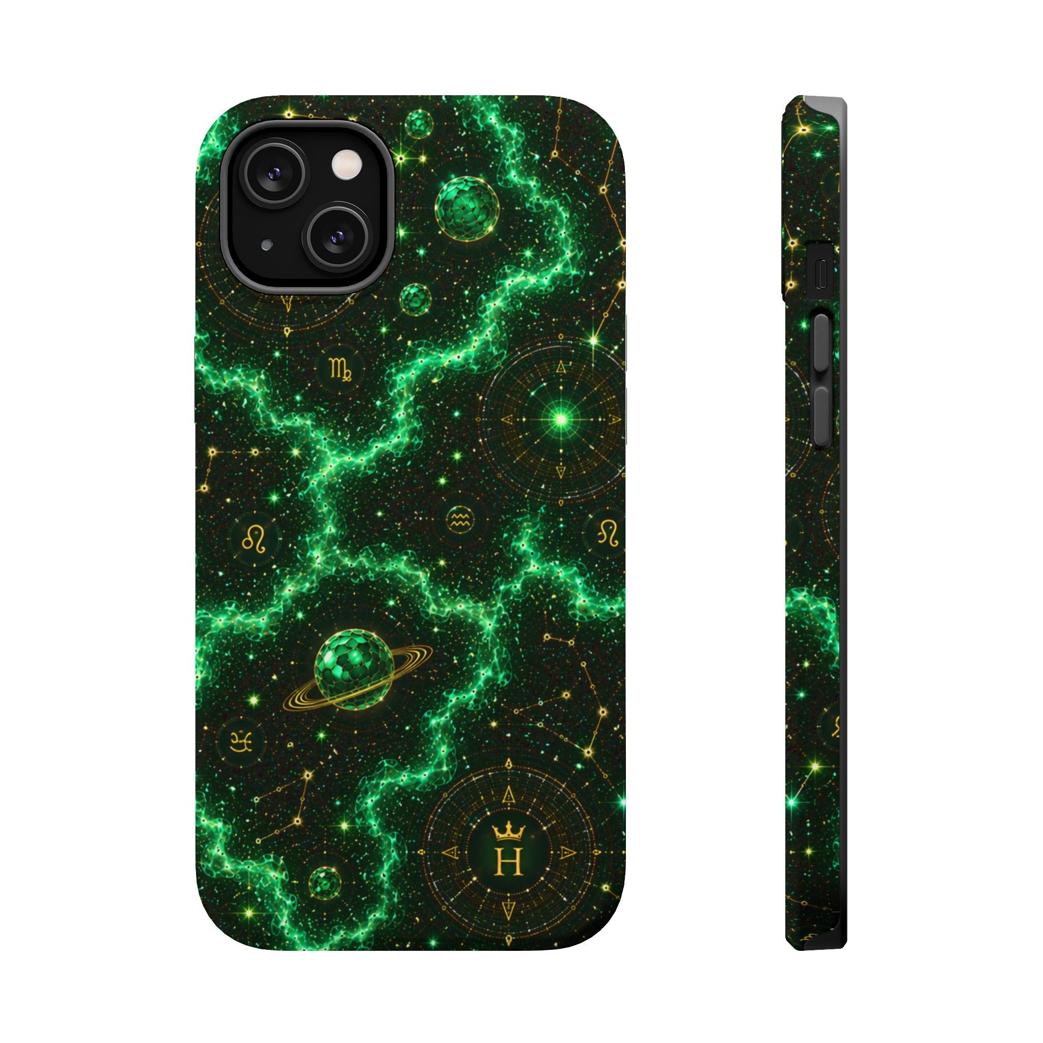 Taurus Emerald Birthstone Phone Case — Black Magnetic Impact-Resistant