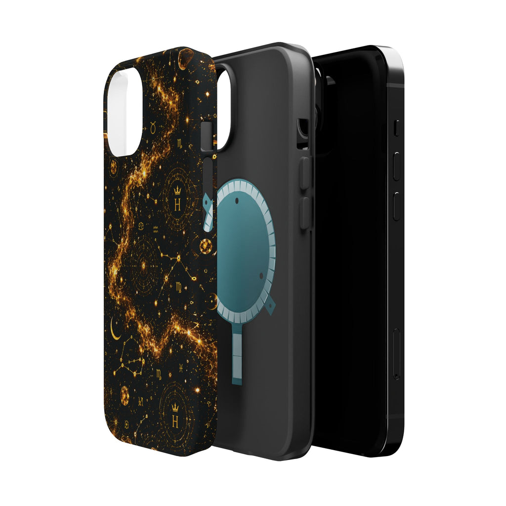 Galaxy Constellation Magnetic Phone Case — Gold Starfield Impact-Resistant
