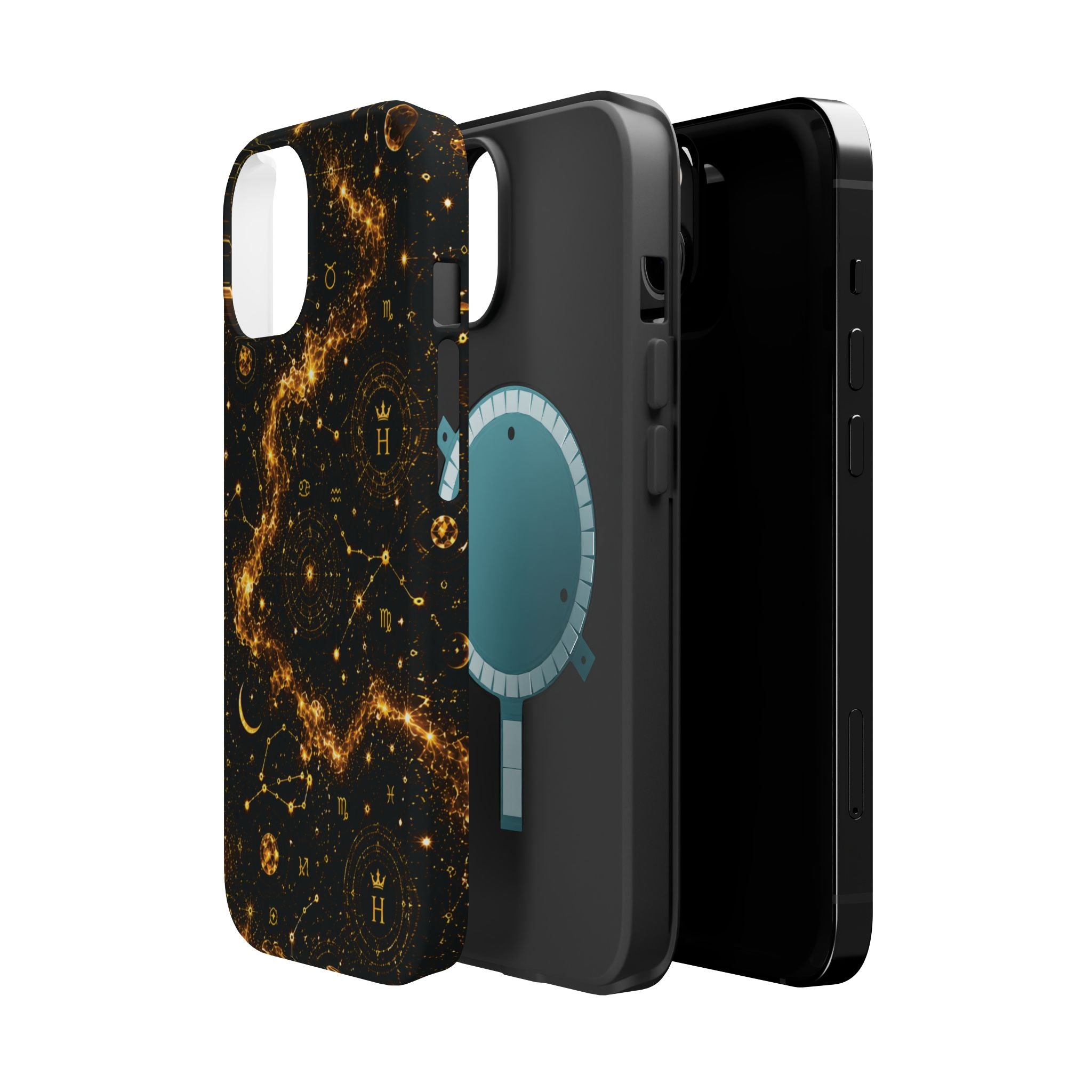 Galaxy Constellation Magnetic Phone Case — Gold Starfield Impact-Resistant