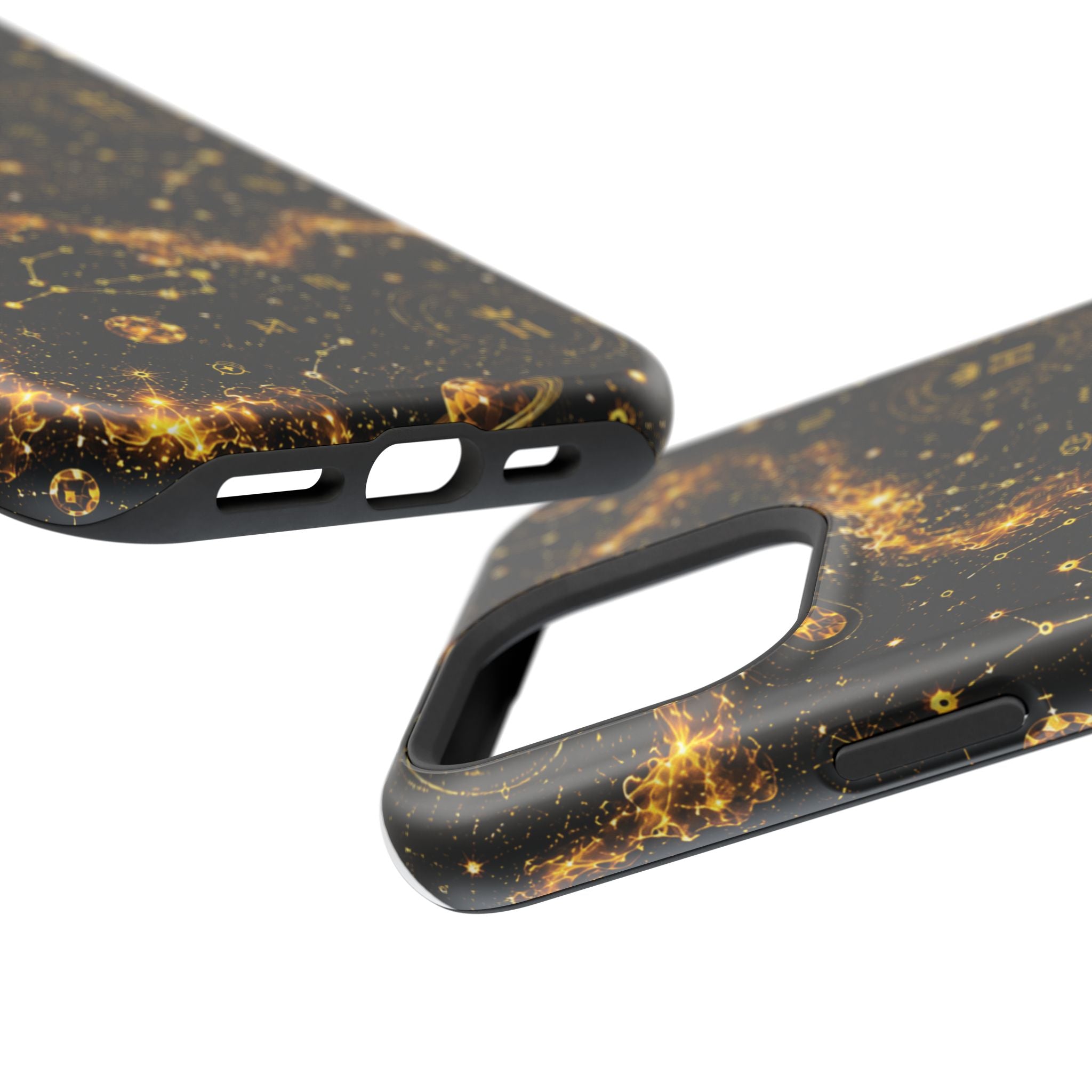 Galaxy Constellation Magnetic Phone Case — Gold Starfield Impact-Resistant