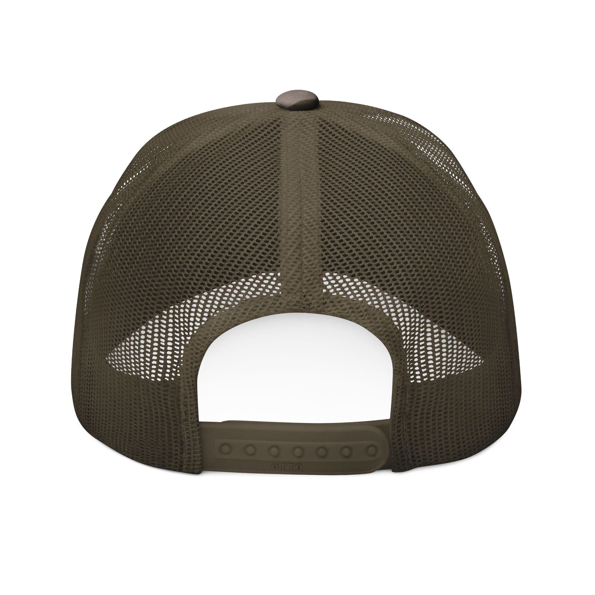 Camo Trucker Hat — Embroidered Gold Name Baseball Cap