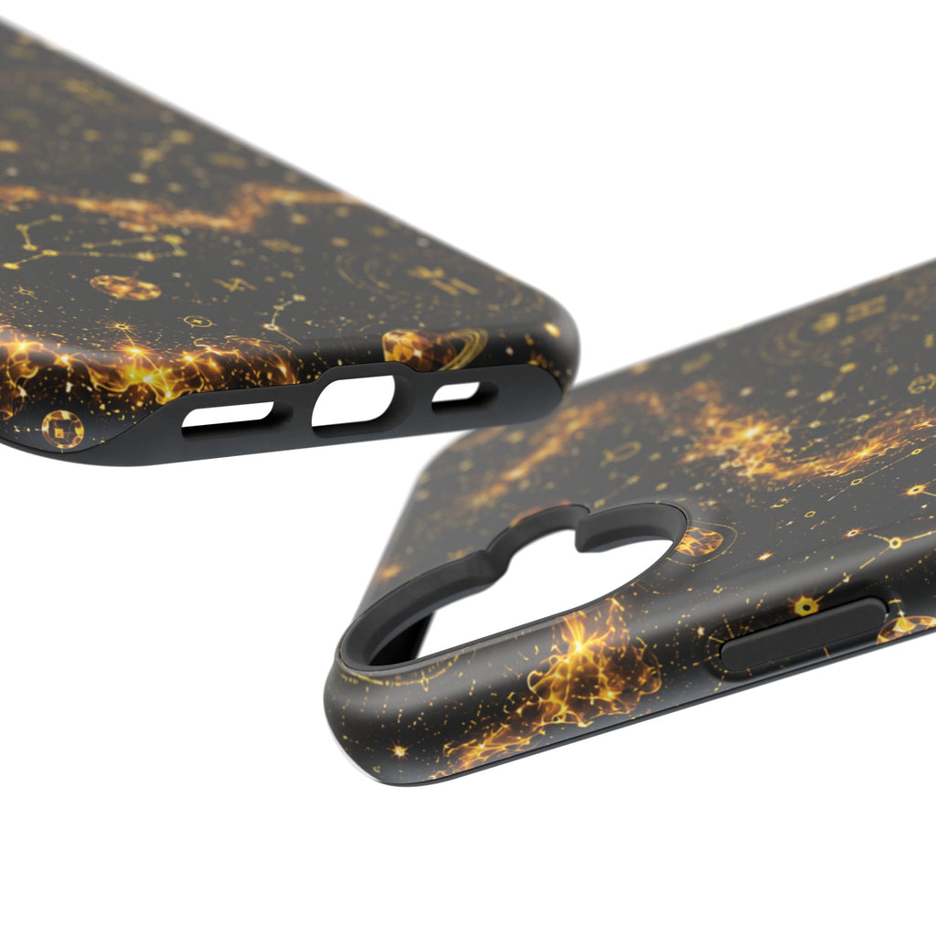 Galaxy Constellation Magnetic Phone Case — Gold Starfield Impact-Resistant
