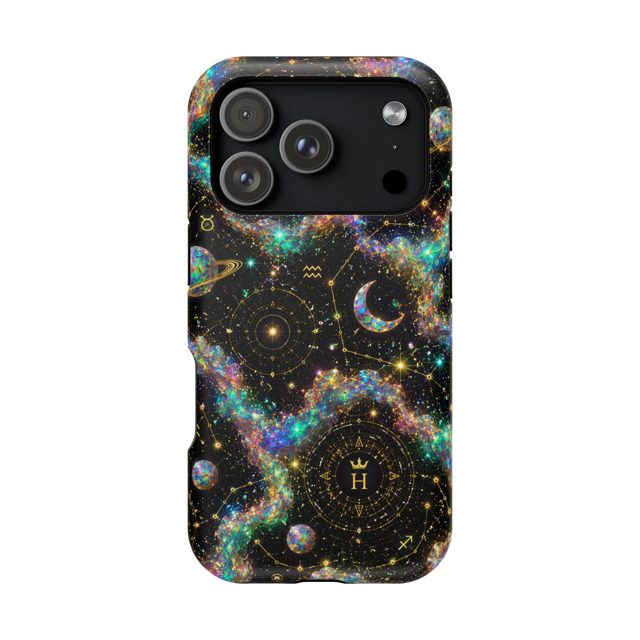 Libra Opal Birthstone Phone Case — Black Magnetic Impact-Resistant