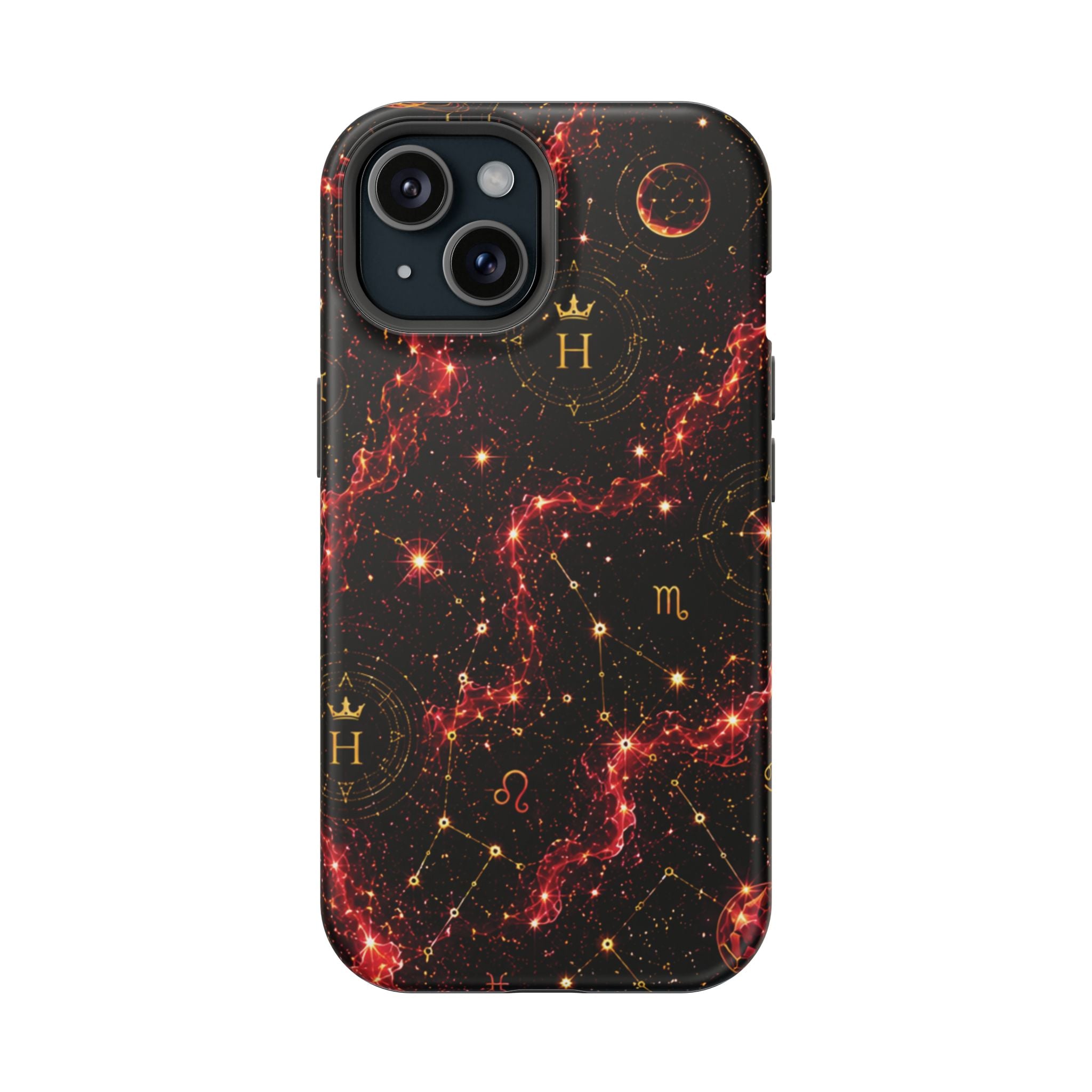 Capricorn Garnet Birthstone Phone Case — Black Magnetic Impact-Resistant