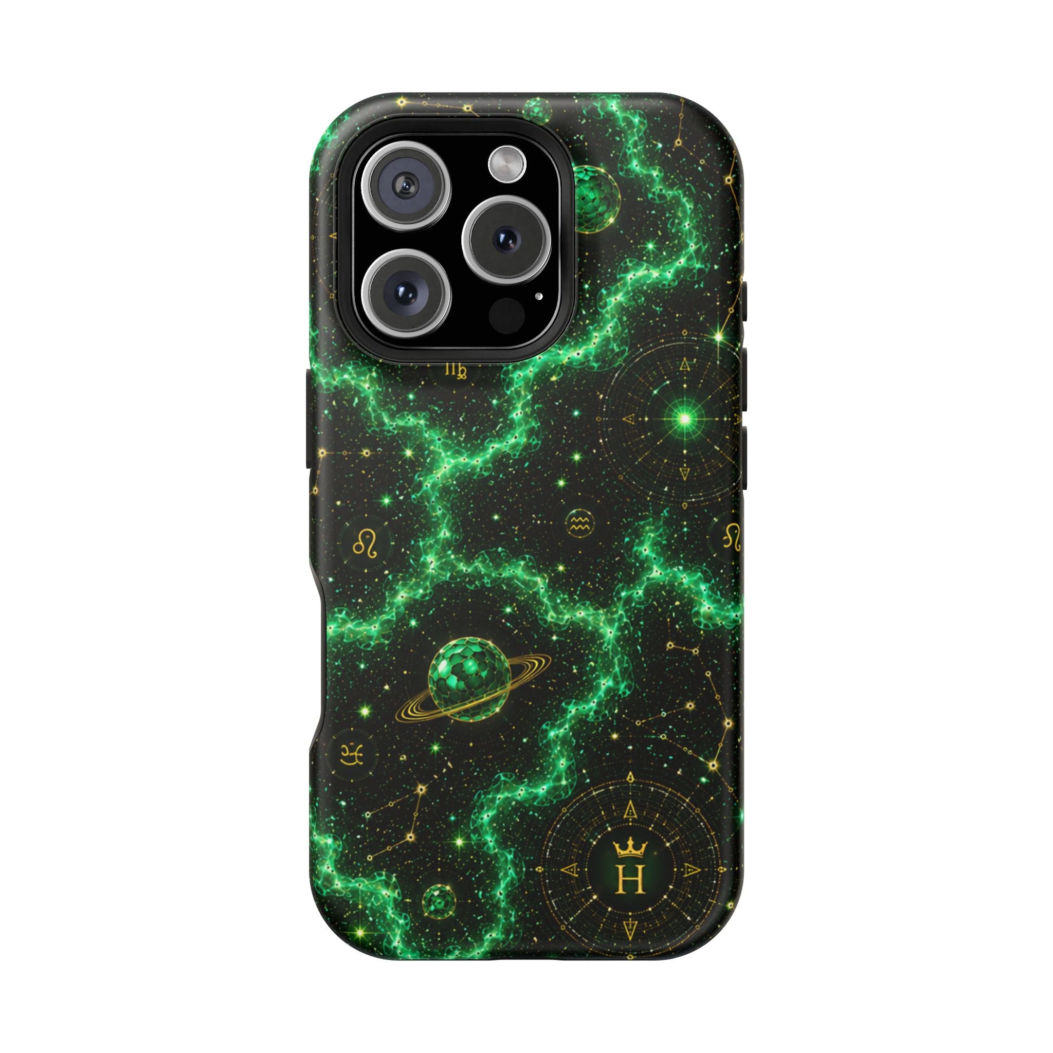 Taurus Emerald Birthstone Phone Case — Black Magnetic Impact-Resistant