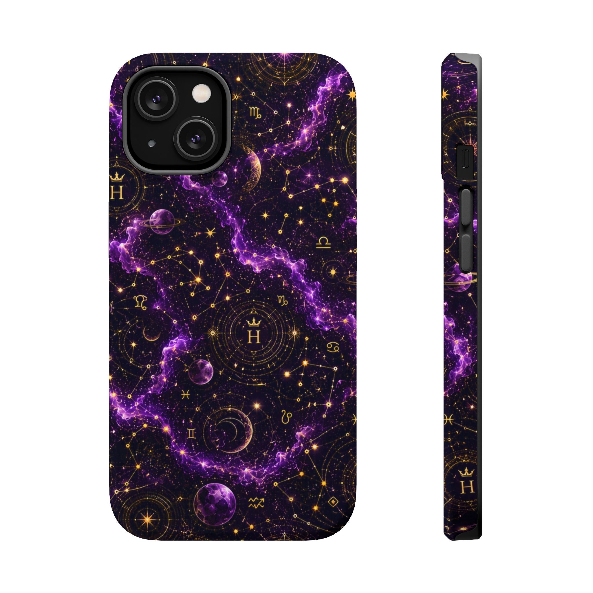 Aquarius Amethyst Birthstone Phone Case — Black Magnetic Impact-Resistant