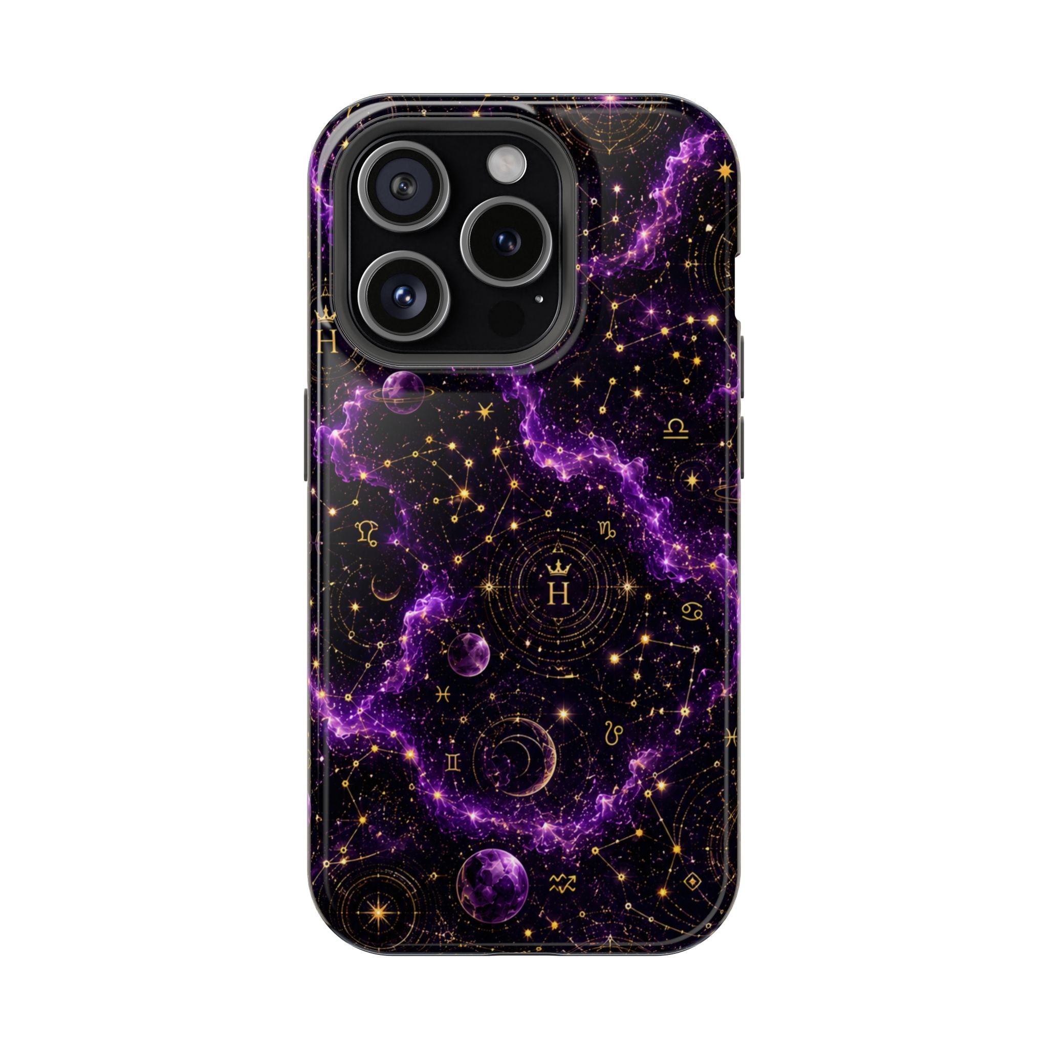Aquarius Amethyst Birthstone Phone Case — Black Magnetic Impact-Resistant