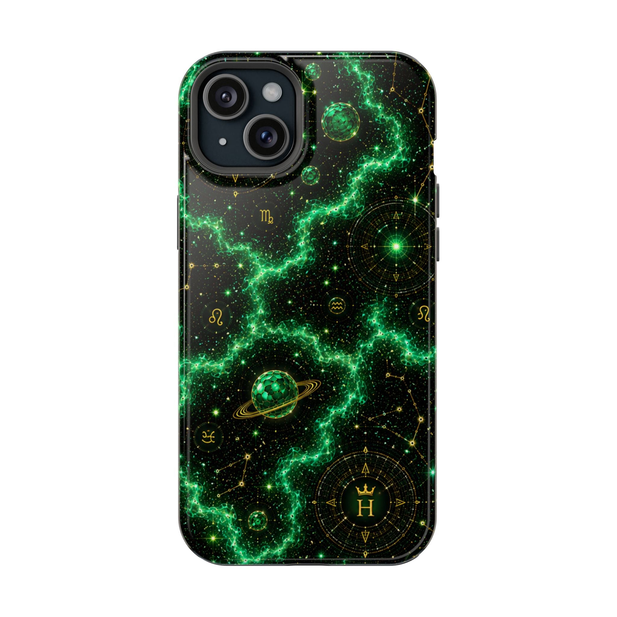 Taurus Emerald Birthstone Phone Case — Black Magnetic Impact-Resistant