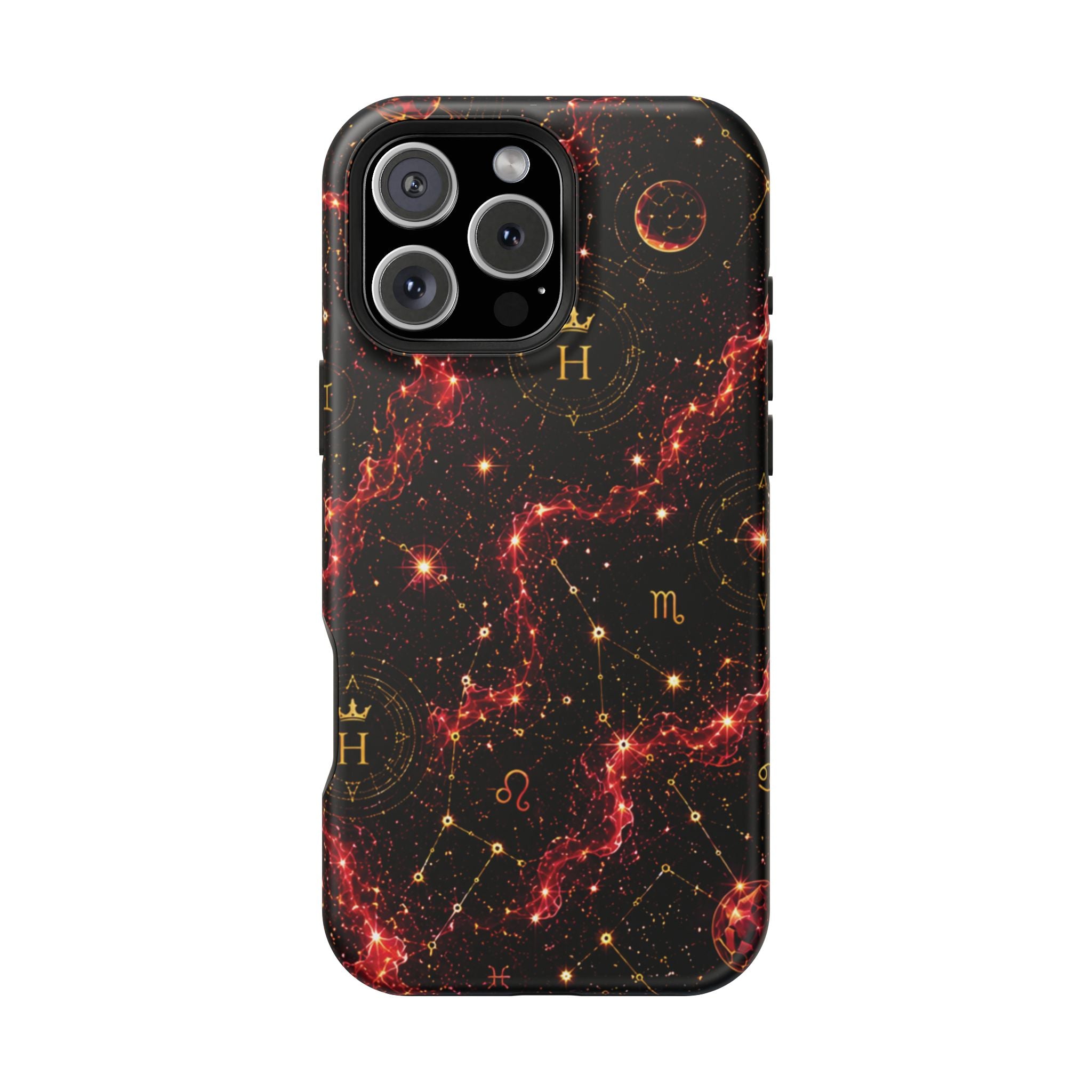 Capricorn Garnet Birthstone Phone Case — Black Magnetic Impact-Resistant