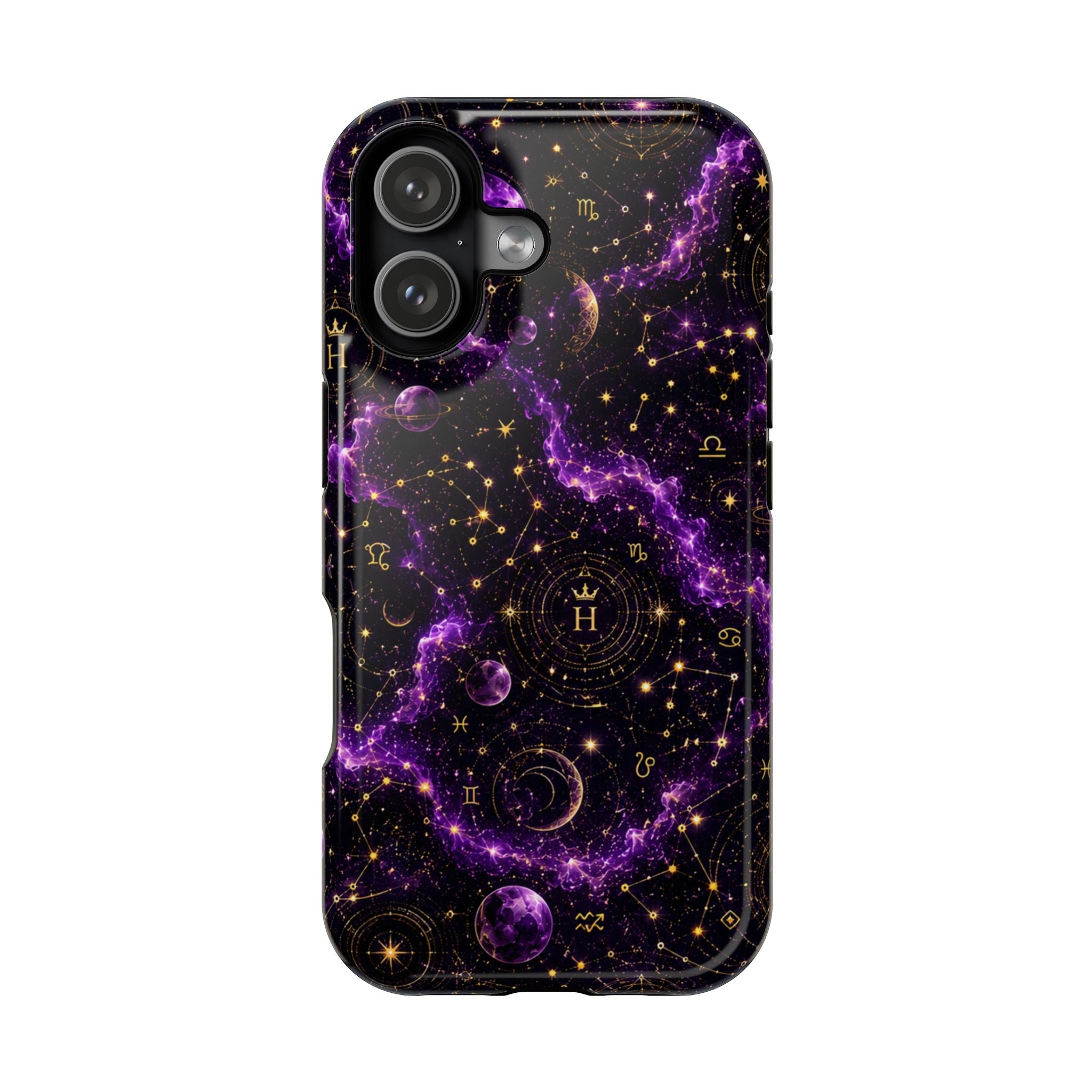 Aquarius Amethyst Birthstone Phone Case — Black Magnetic Impact-Resistant