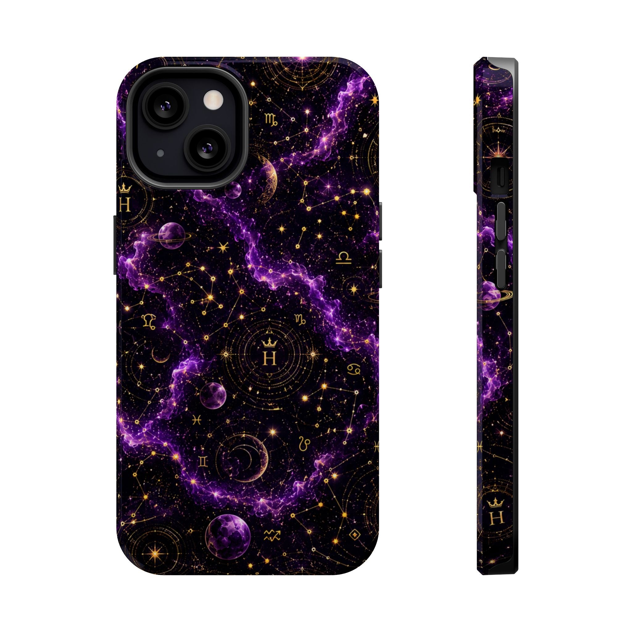 Aquarius Amethyst Birthstone Phone Case — Black Magnetic Impact-Resistant