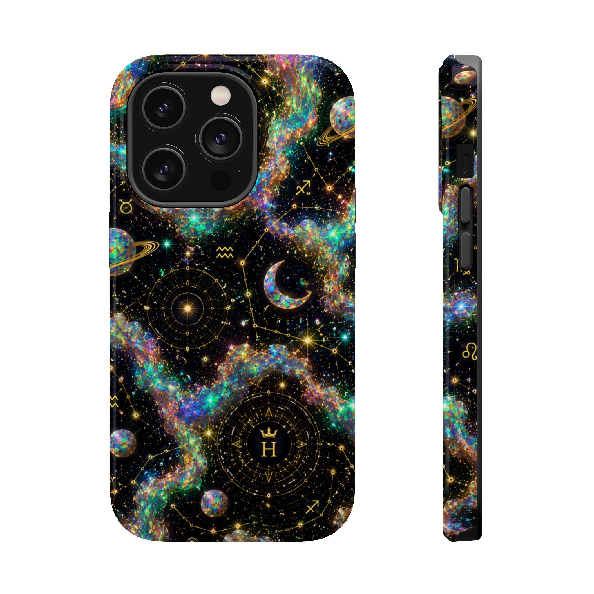 Libra Opal Birthstone Phone Case — Black Magnetic Impact-Resistant