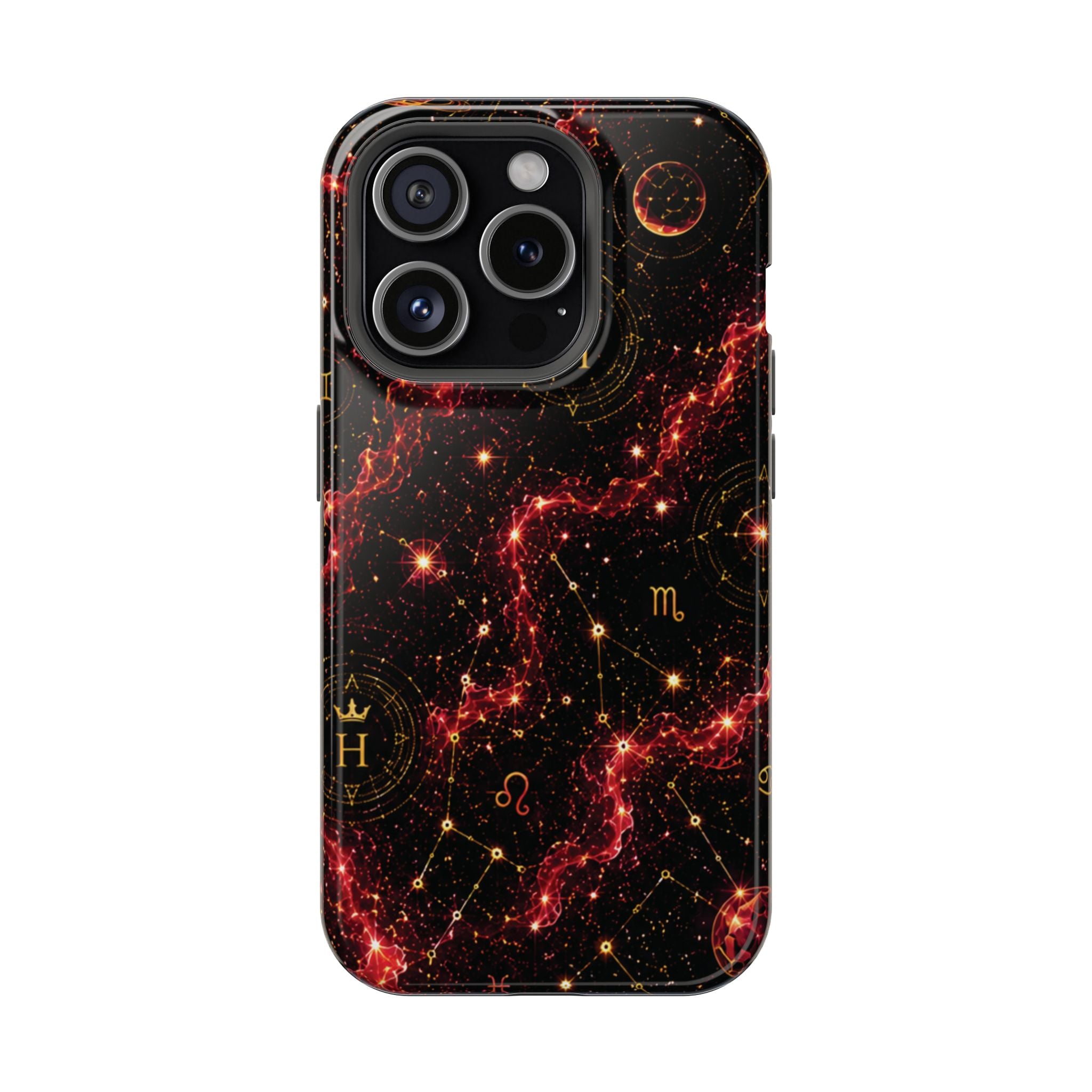Capricorn Garnet Birthstone Phone Case — Black Magnetic Impact-Resistant