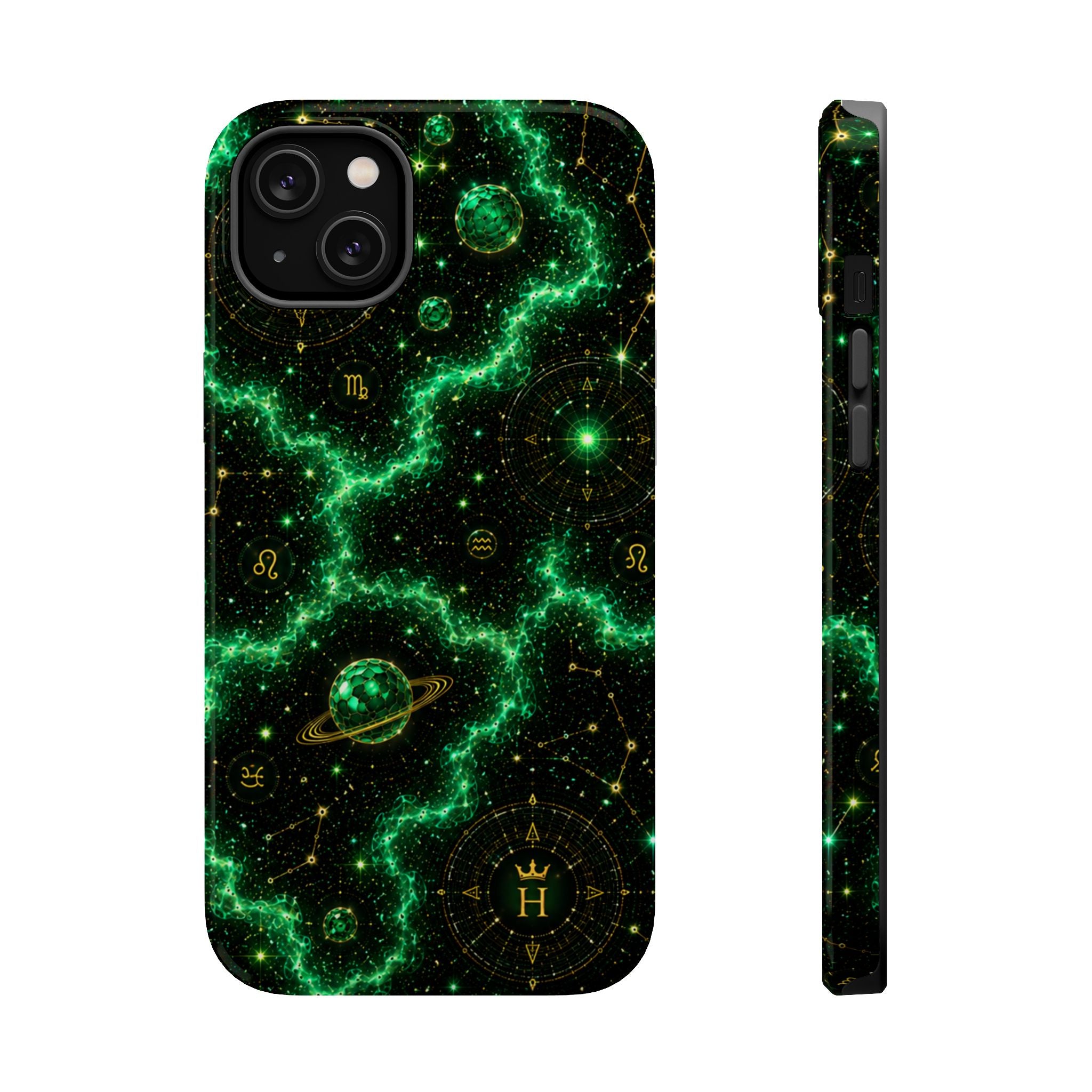 Taurus Emerald Birthstone Phone Case — Black Magnetic Impact-Resistant