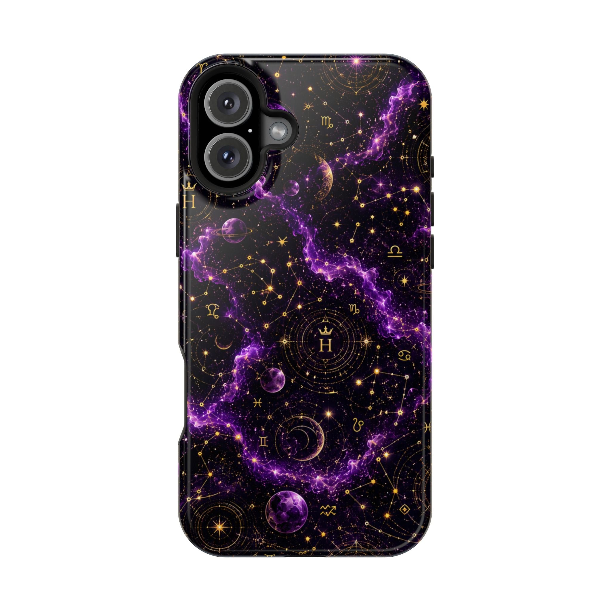 Aquarius Amethyst Birthstone Phone Case — Black Magnetic Impact-Resistant