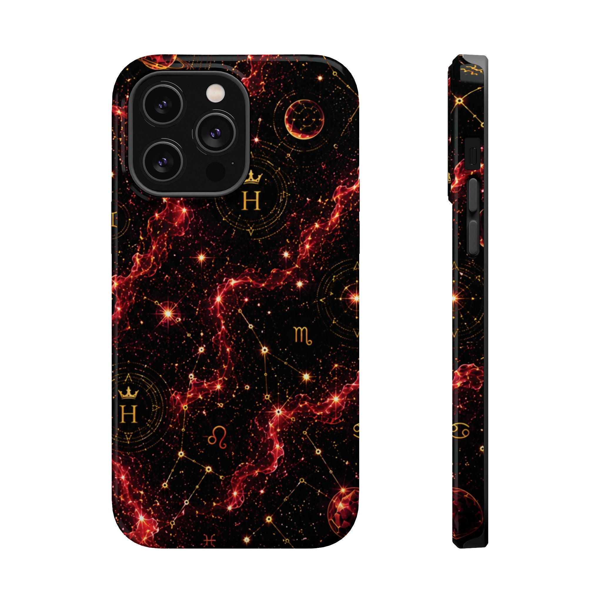 Capricorn Garnet Birthstone Phone Case — Black Magnetic Impact-Resistant