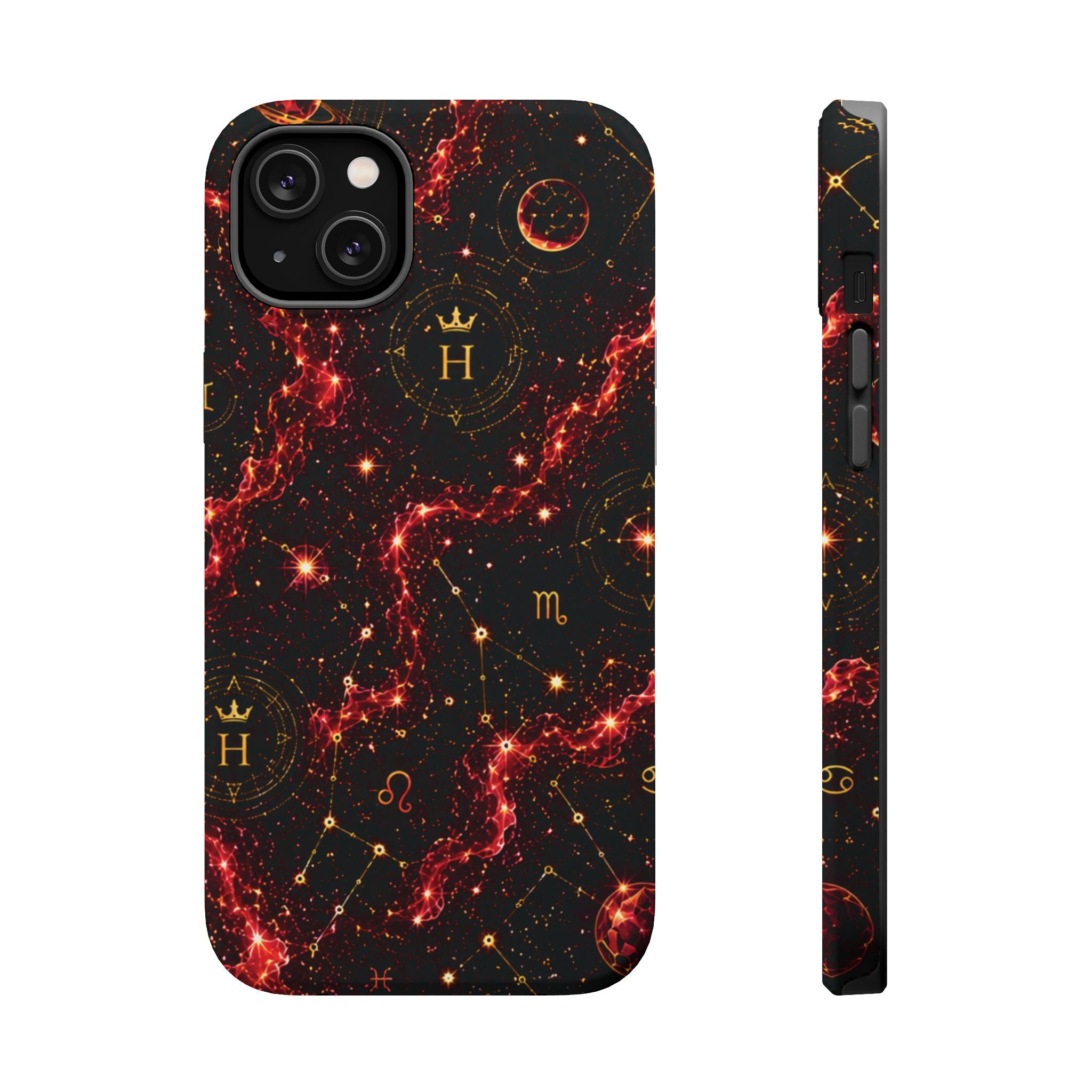 Capricorn Garnet Birthstone Phone Case — Black Magnetic Impact-Resistant
