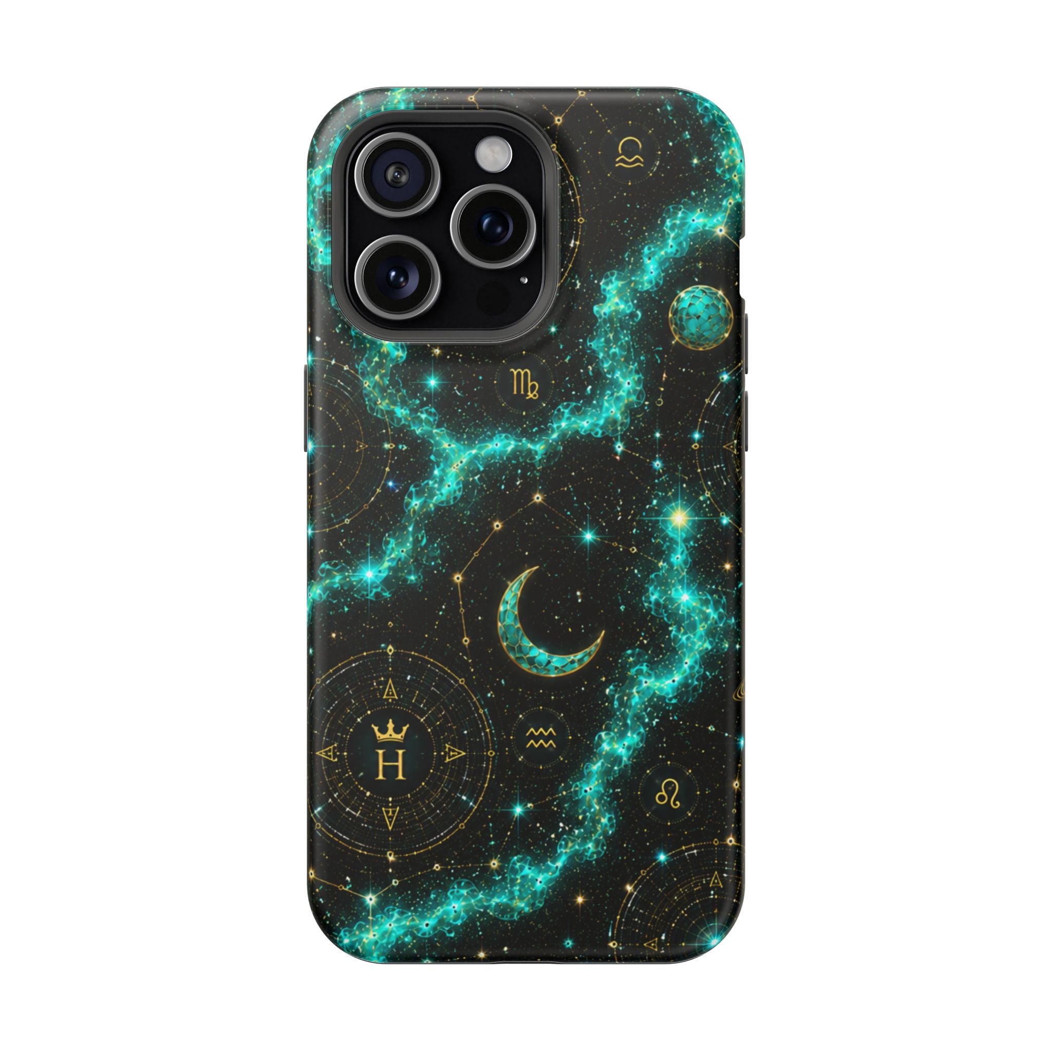 Pisces Aquamarine Birthstone Phone Case — Black Magnetic Impact-Resistant