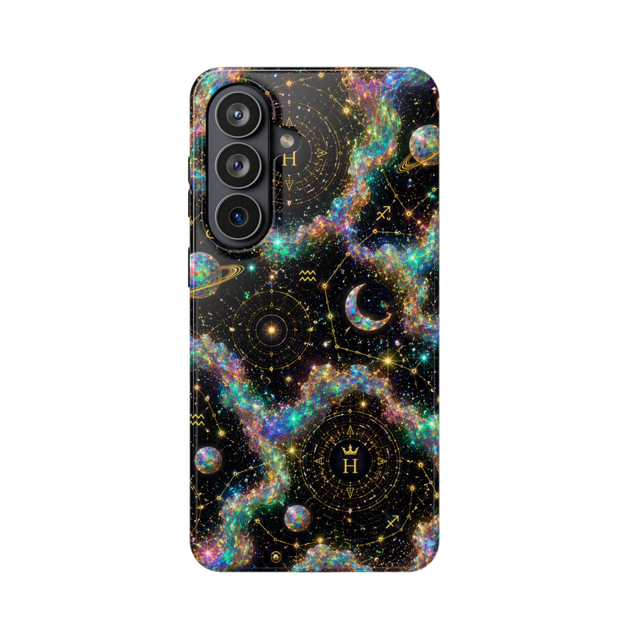 Libra Opal Birthstone Phone Case — Black Magnetic Impact-Resistant