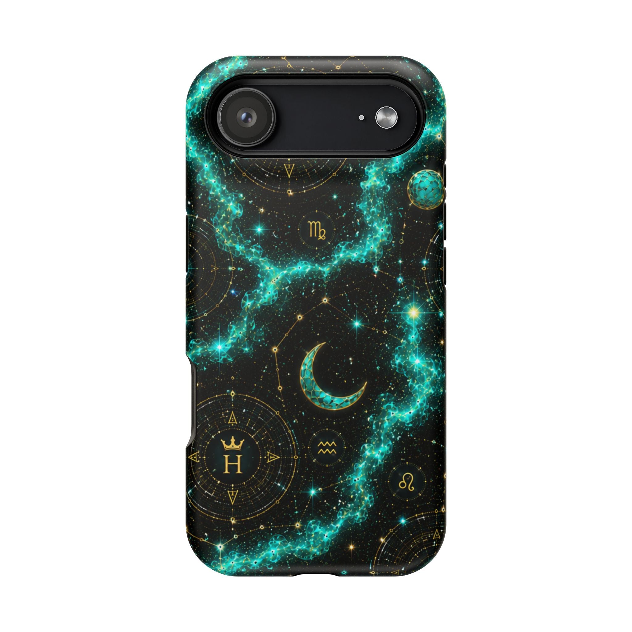 Pisces Aquamarine Birthstone Phone Case — Black Magnetic Impact-Resistant