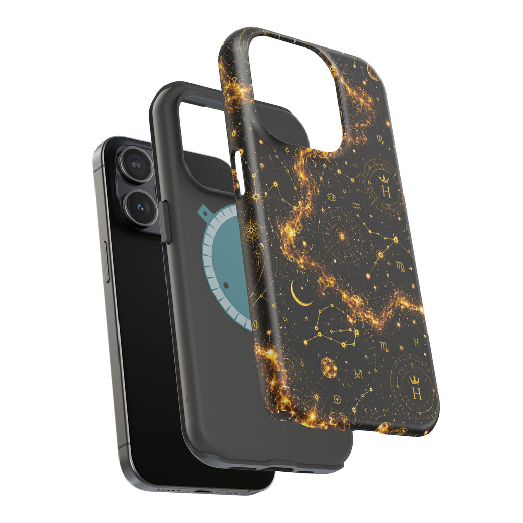 Galaxy Constellation Magnetic Phone Case — Gold Starfield Impact-Resistant