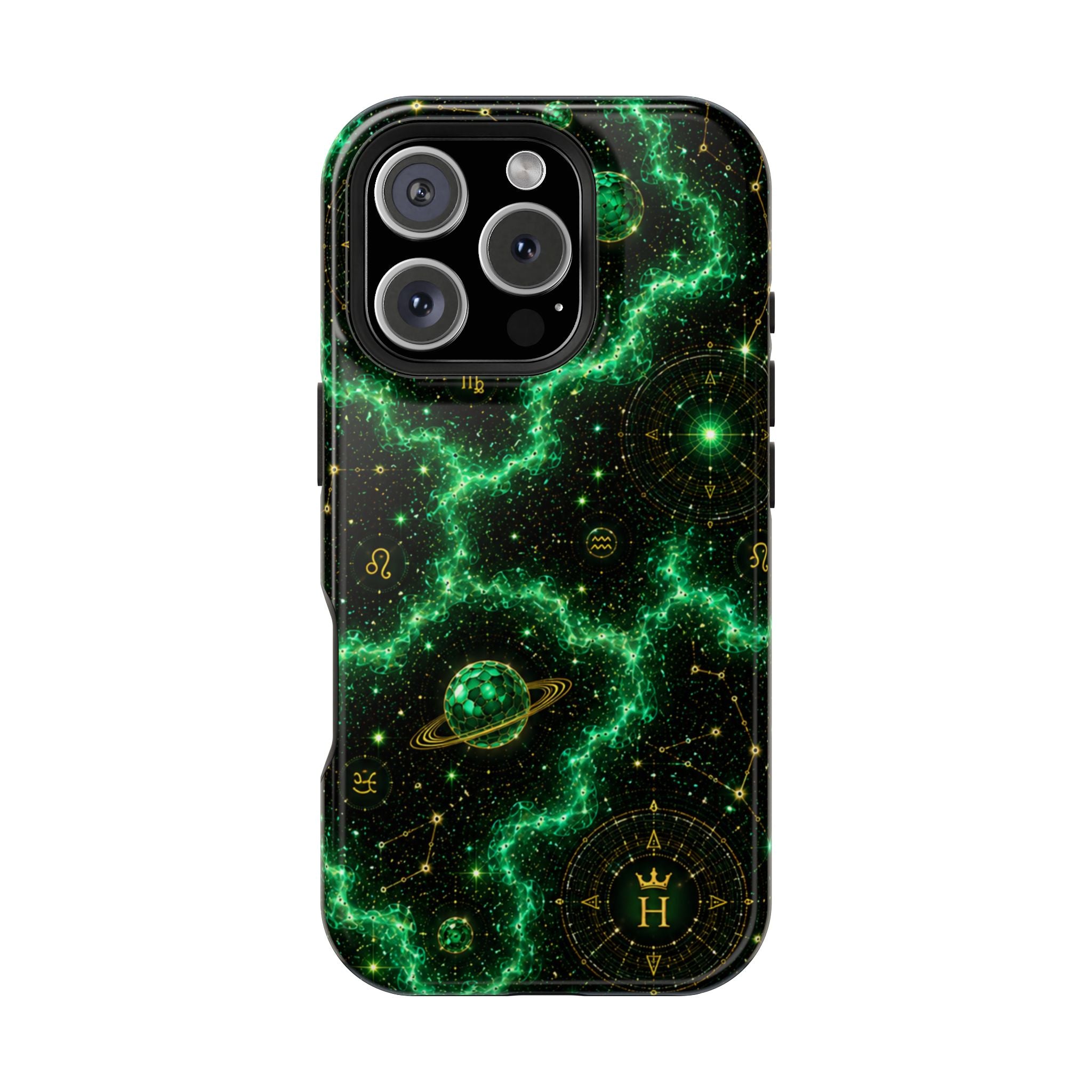 Taurus Emerald Birthstone Phone Case — Black Magnetic Impact-Resistant