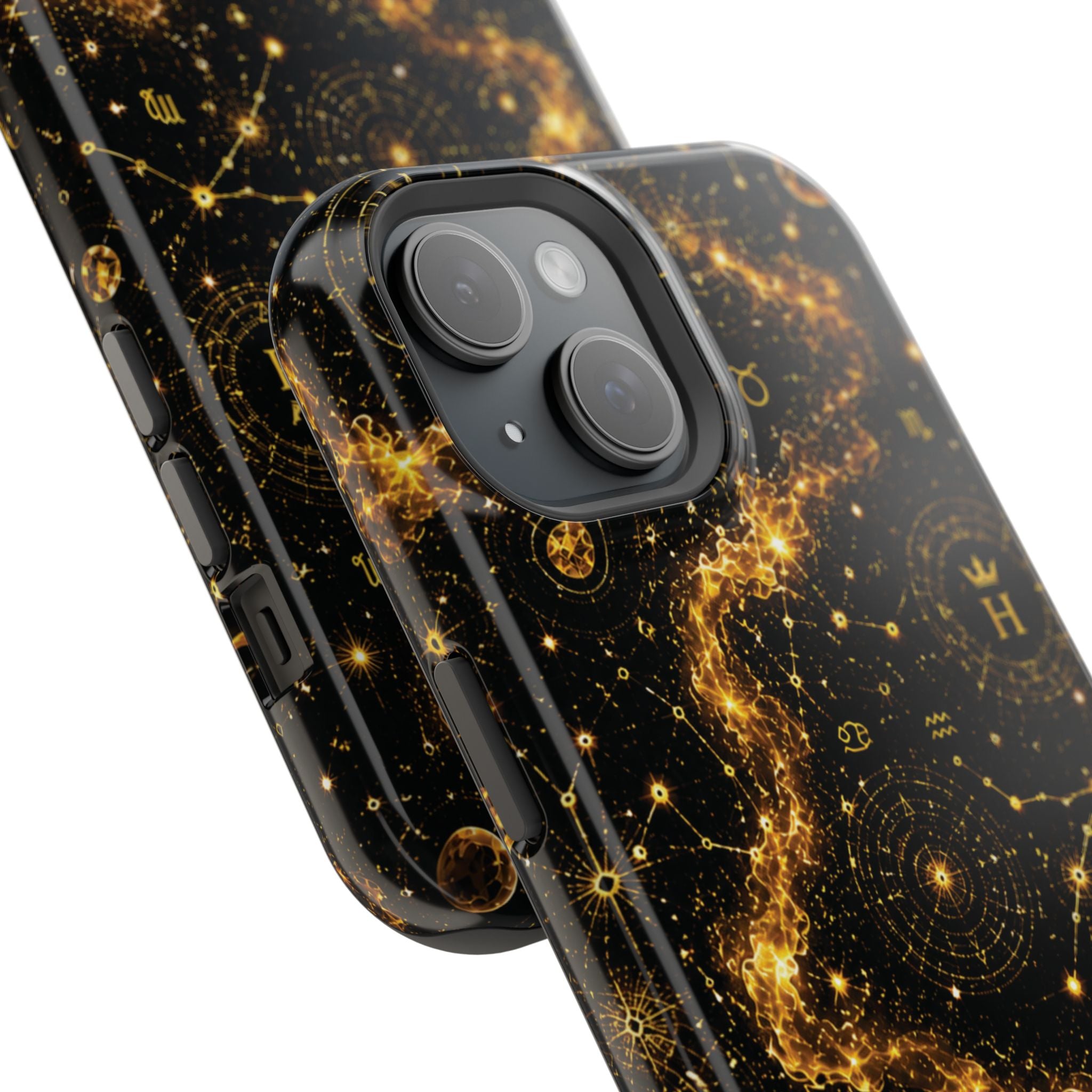 Galaxy Constellation Magnetic Phone Case — Gold Starfield Impact-Resistant