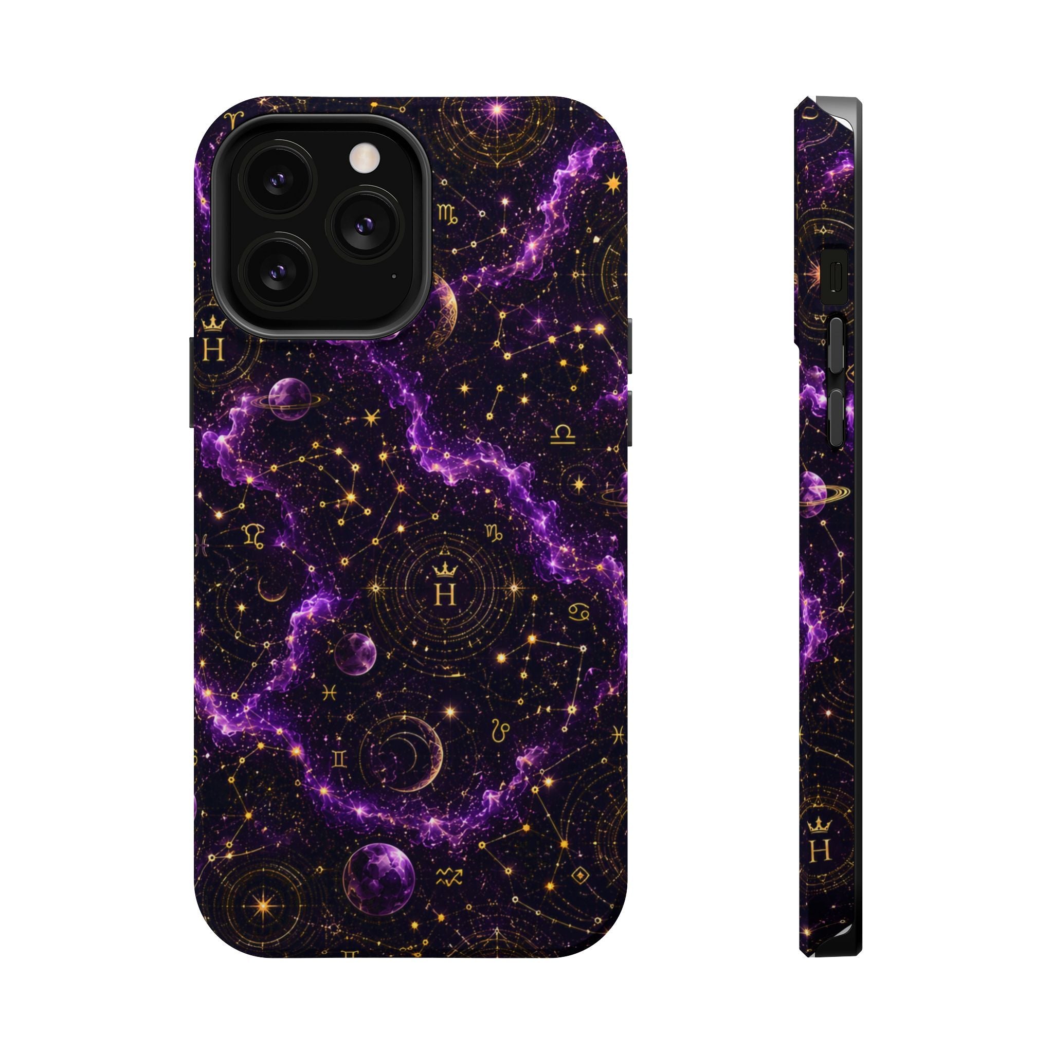 Aquarius Amethyst Birthstone Phone Case — Black Magnetic Impact-Resistant