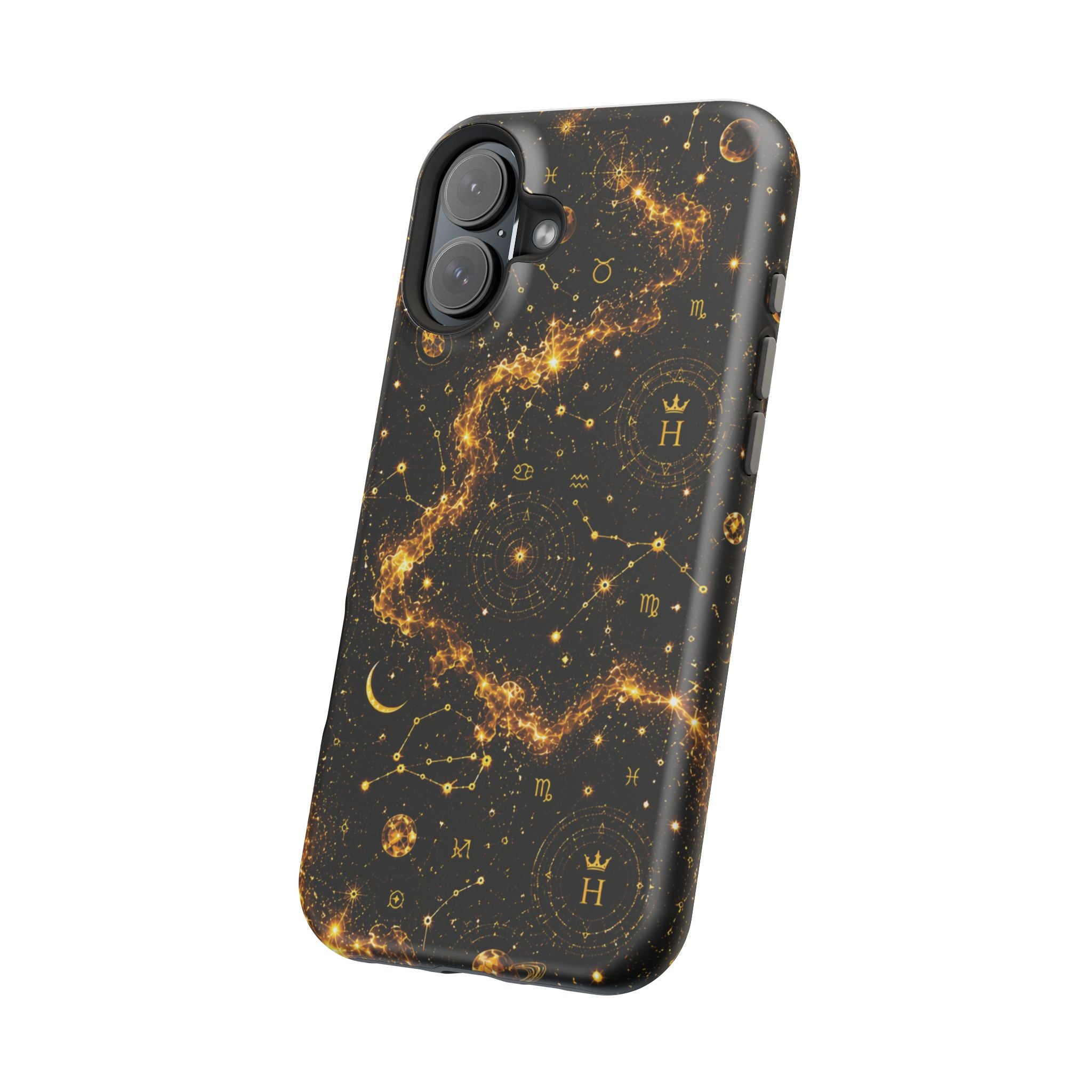 Galaxy Constellation Magnetic Phone Case — Gold Starfield Impact-Resistant