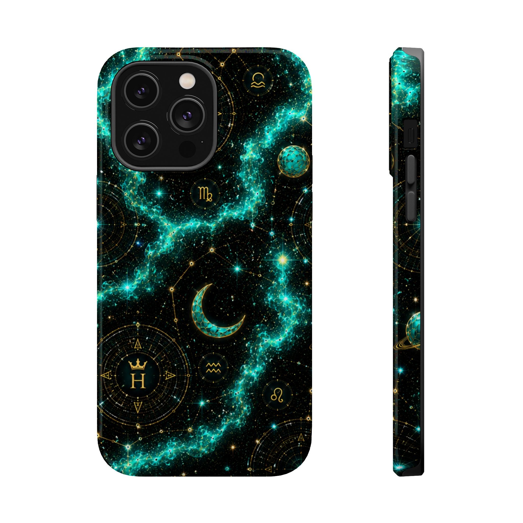Pisces Aquamarine Birthstone Phone Case — Black Magnetic Impact-Resistant
