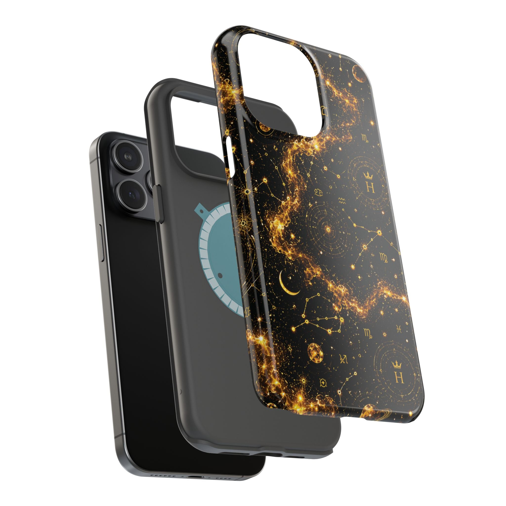 Galaxy Constellation Magnetic Phone Case — Gold Starfield Impact-Resistant